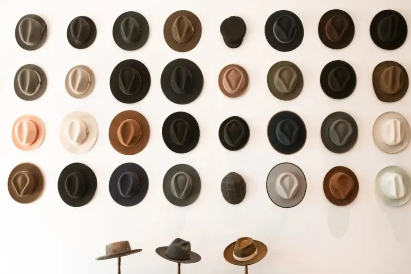 Colourful hats on display showing the rich variety that reflects the evolution of Australian millinery