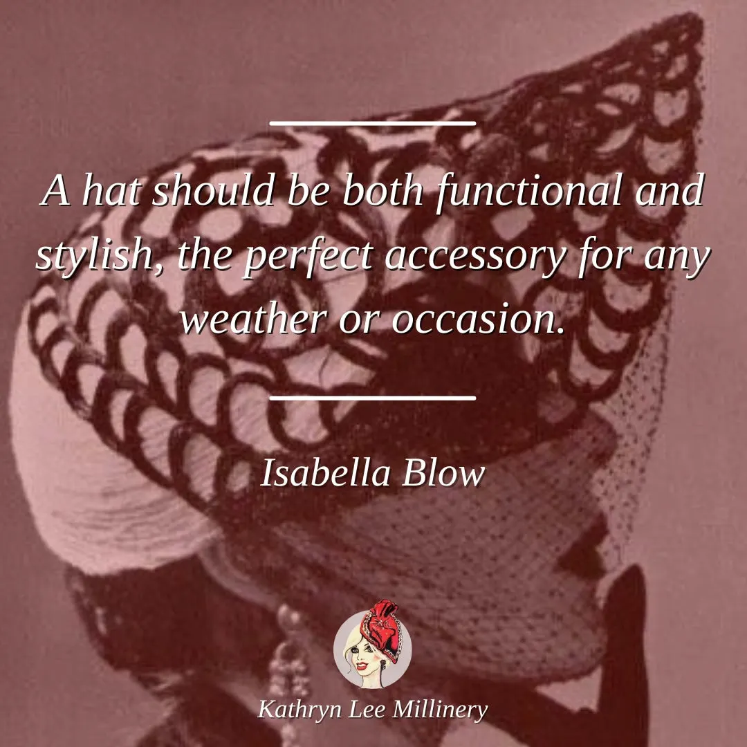 Millinery quote by Isabella Blow on function and style - Kathryn Lee Millinery