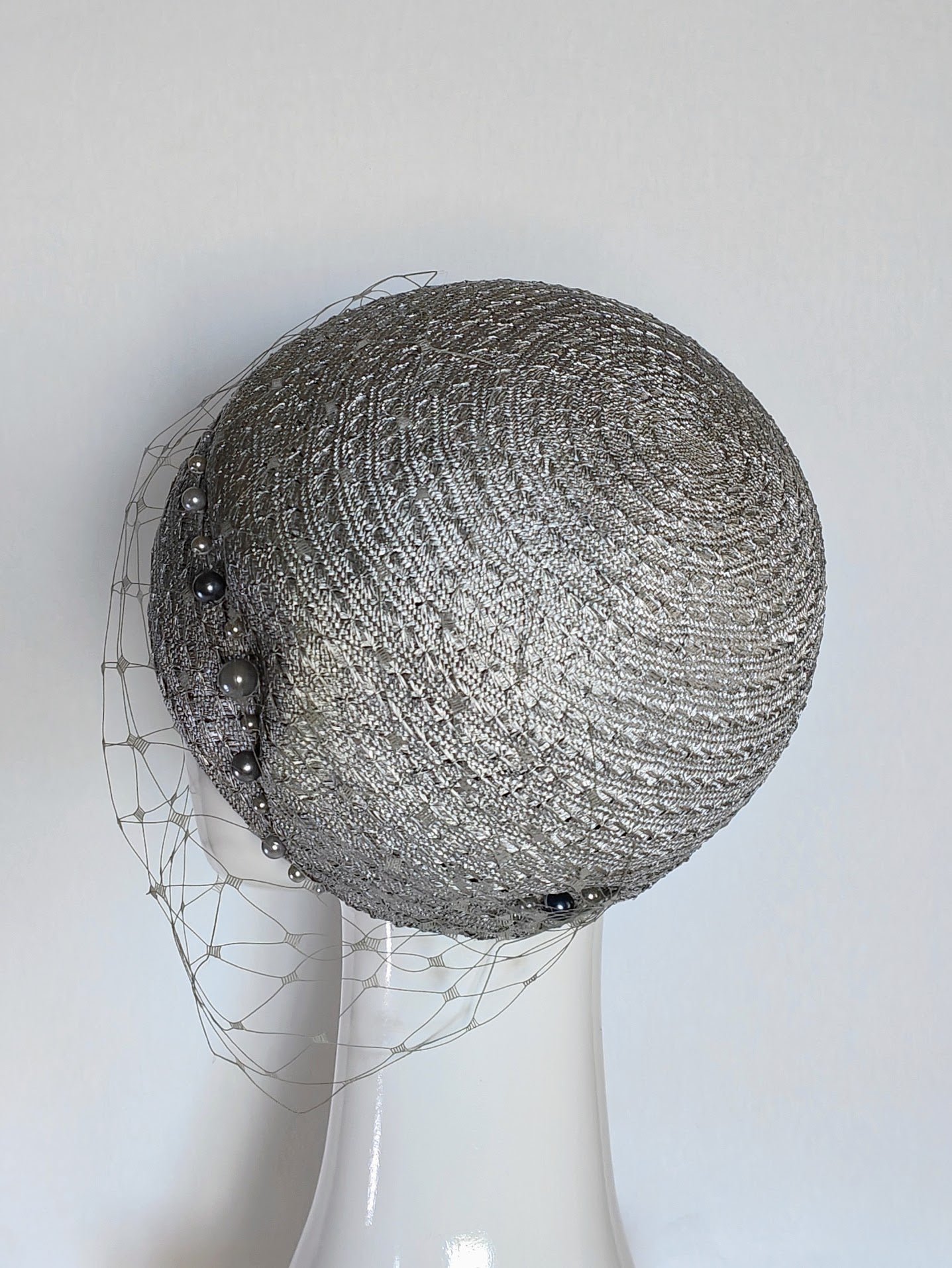 Bespoke Alice beret crafted from straw and pearl – designed for fashions on the field by Kathryn Lee
