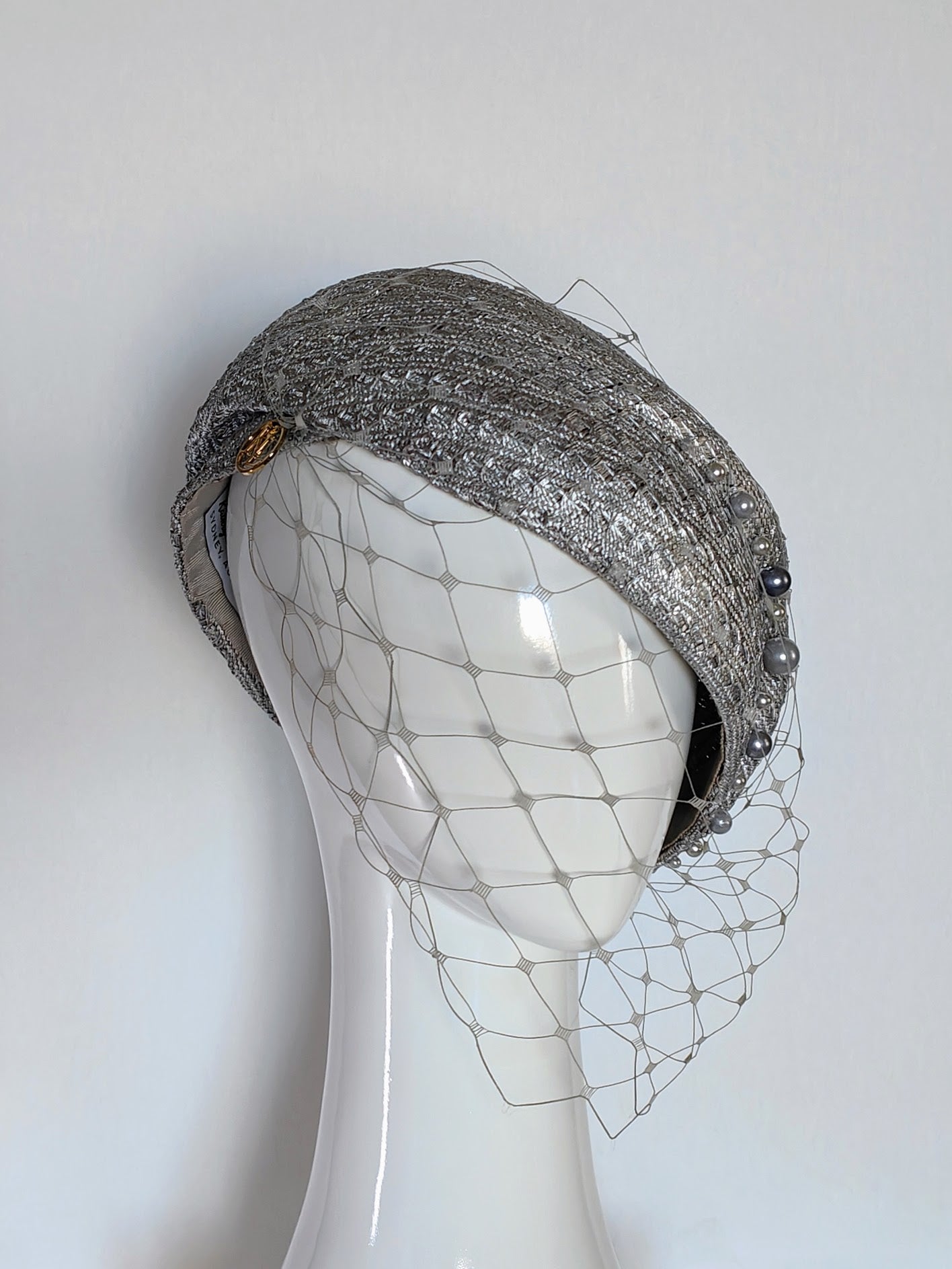 Bespoke Silver beret Alice – couture millinery for polo