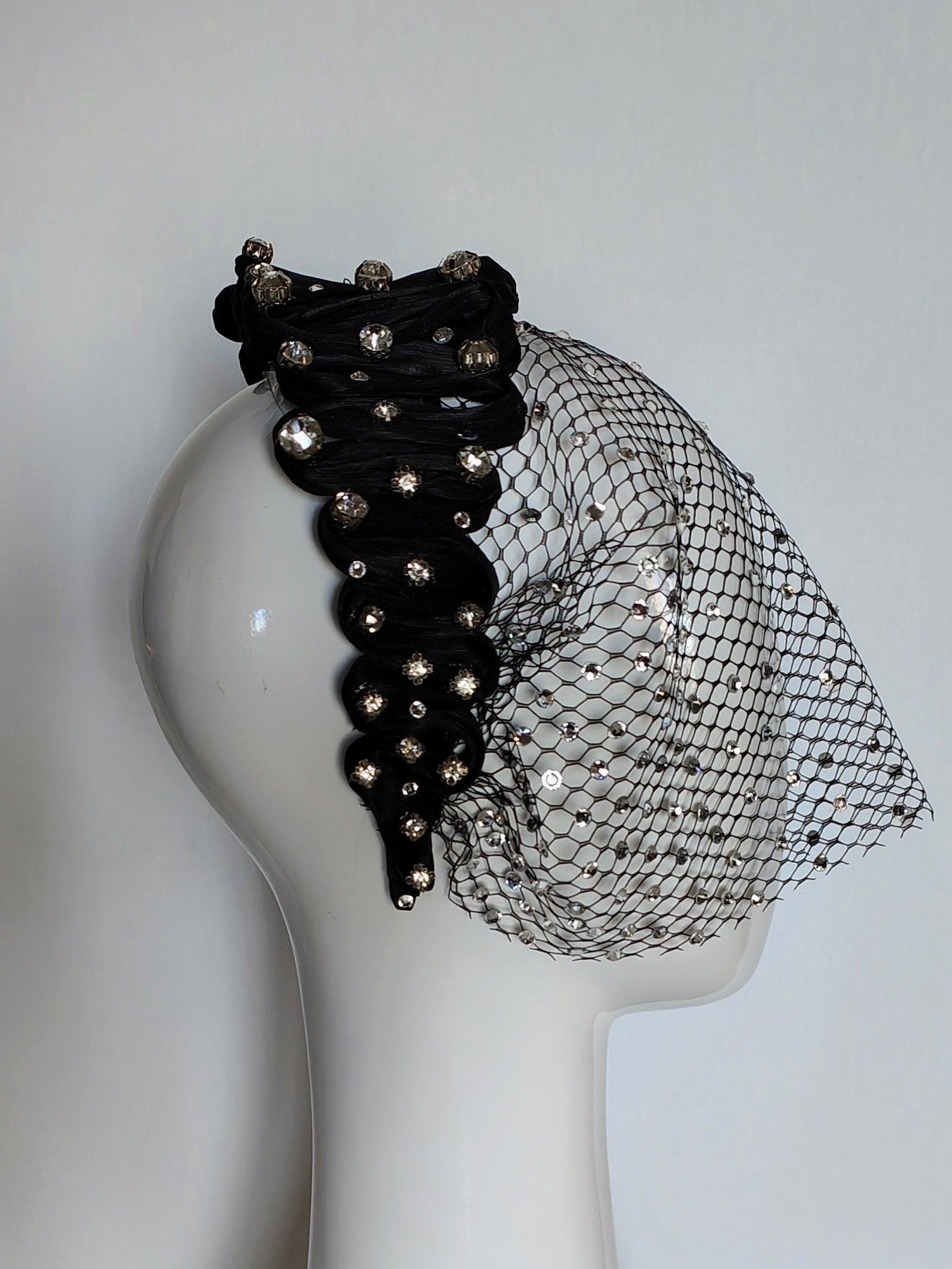Couture headband Arcadia featuring silk and crystal – occasion headwear for Kentucky Derby