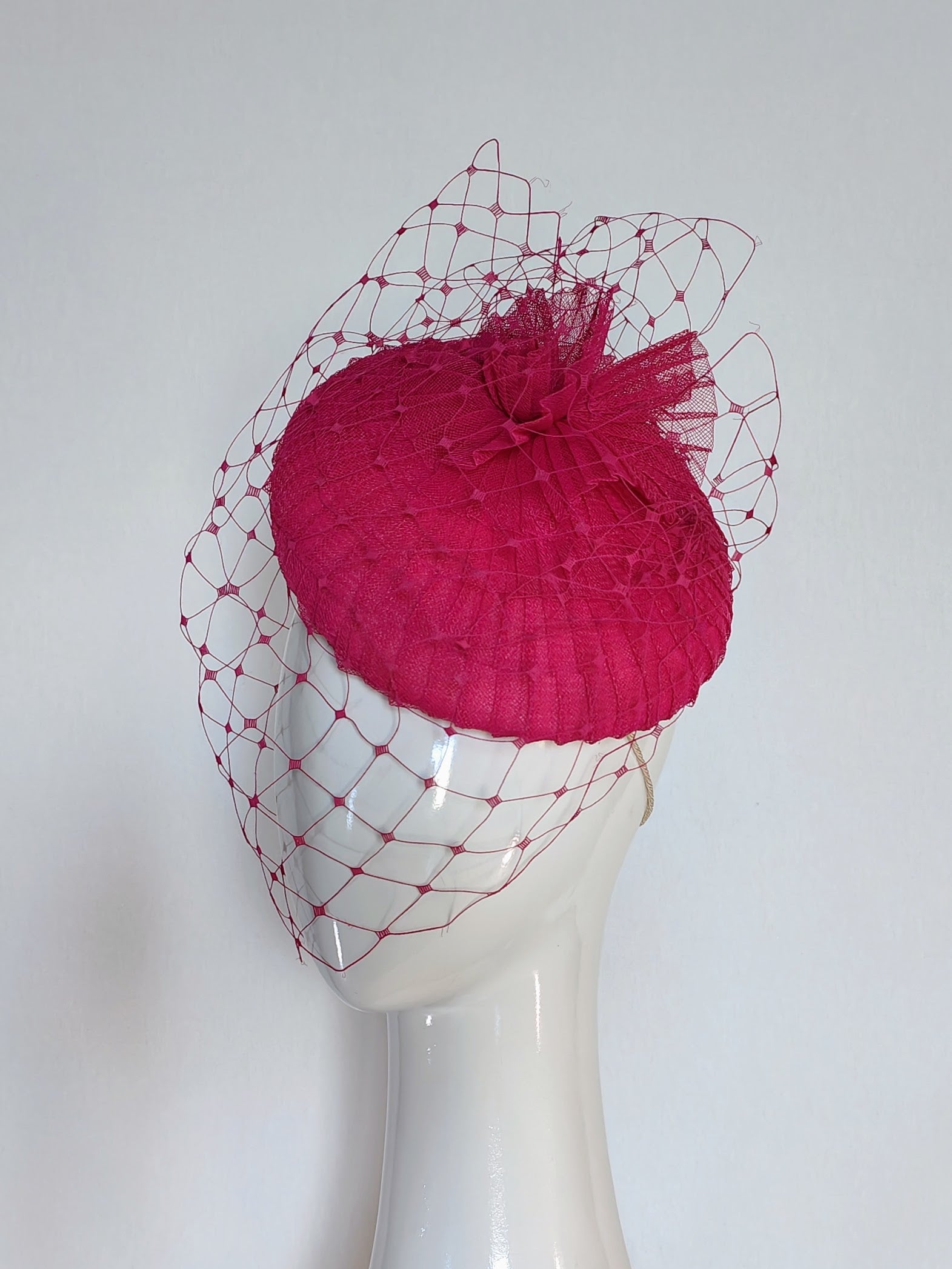 Couture cap Cerise – occasion headwear for Flemington