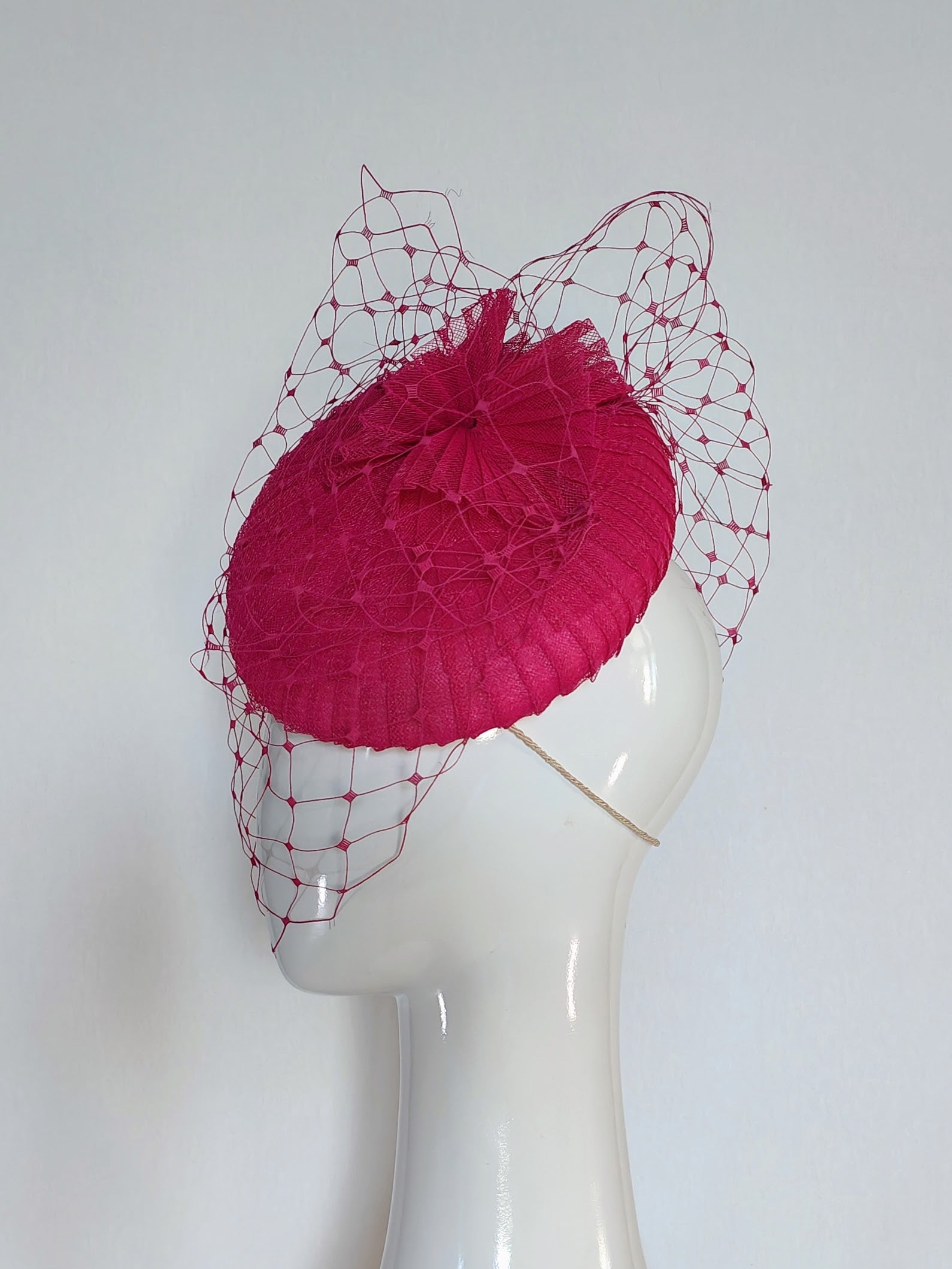 Hot pink Cerise cap – luxury racing headwear by Kathryn Lee