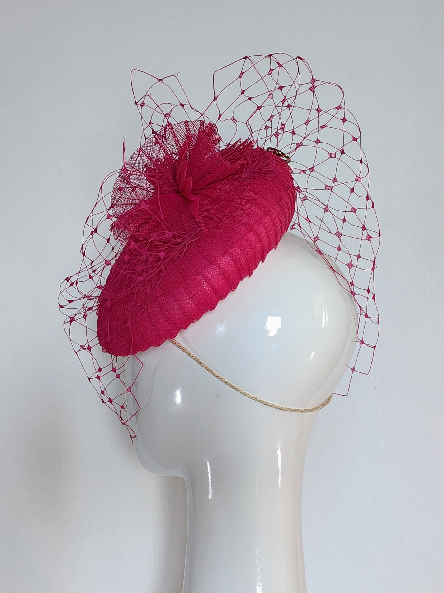 Cerise cap from the Kathryn Lee Millinery collection