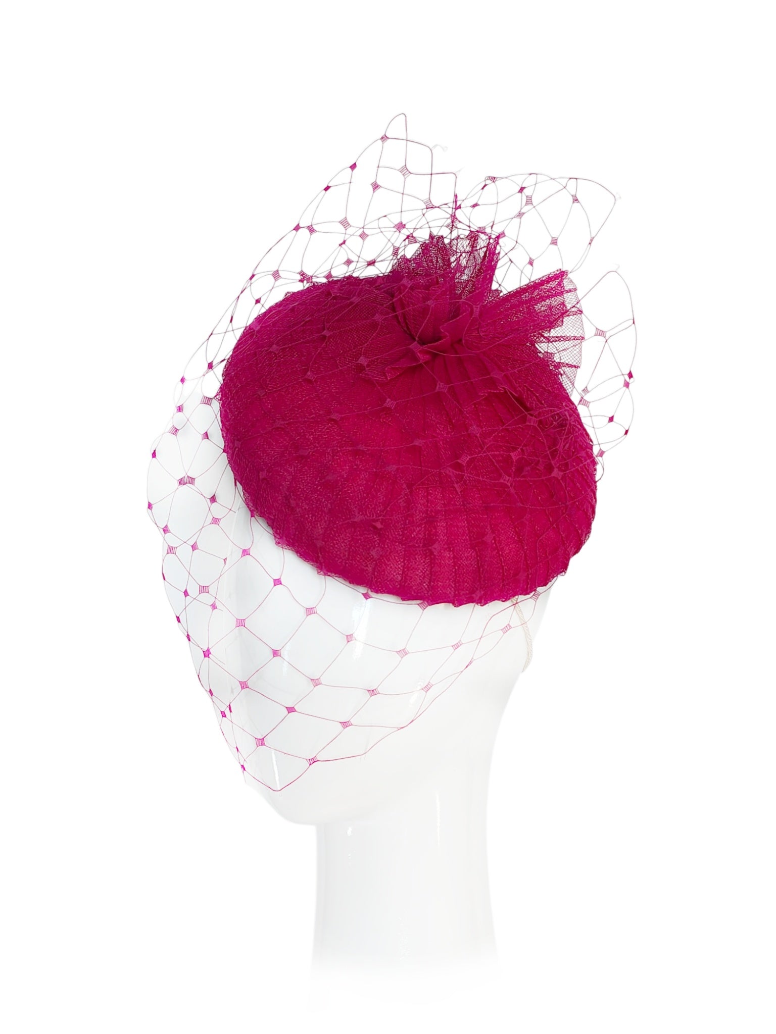 Cerise by Kathryn Lee Millinery – bespoke Hot pink cap for Derby Day