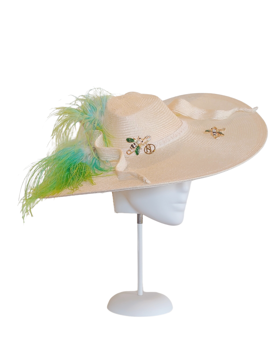 Couture hat Clementine featuring straw and feather – occasion headwear for Flemington