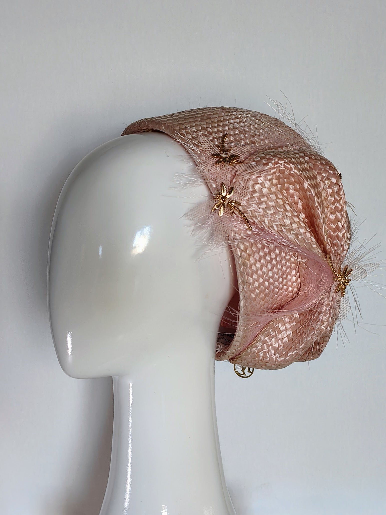 Designer Pink pillbox hat Estelle crafted from straw – Kathryn Lee Millinery Australia