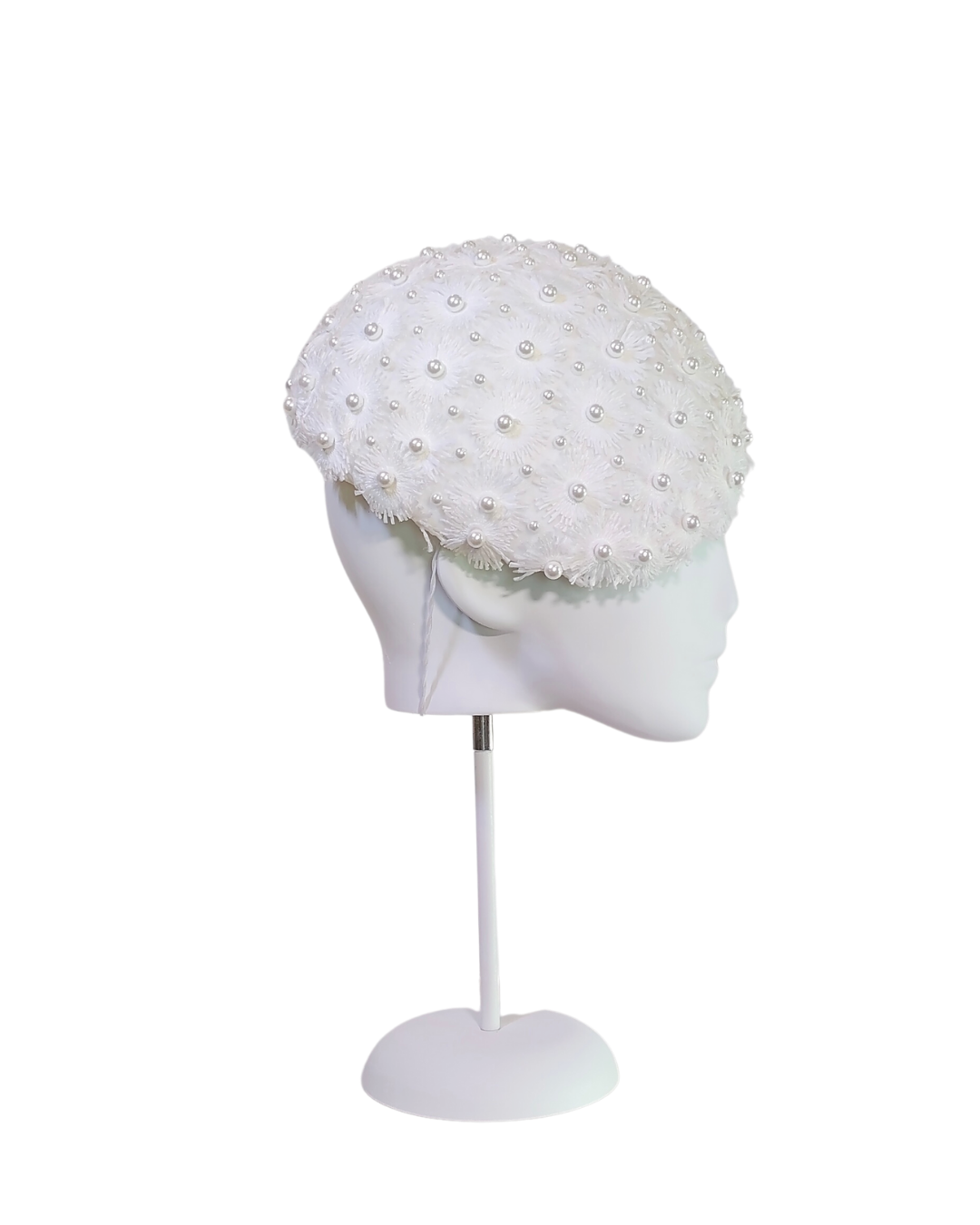 Australian milliner Kathryn Lee – Florette White headpiece featuring pearl and crystal