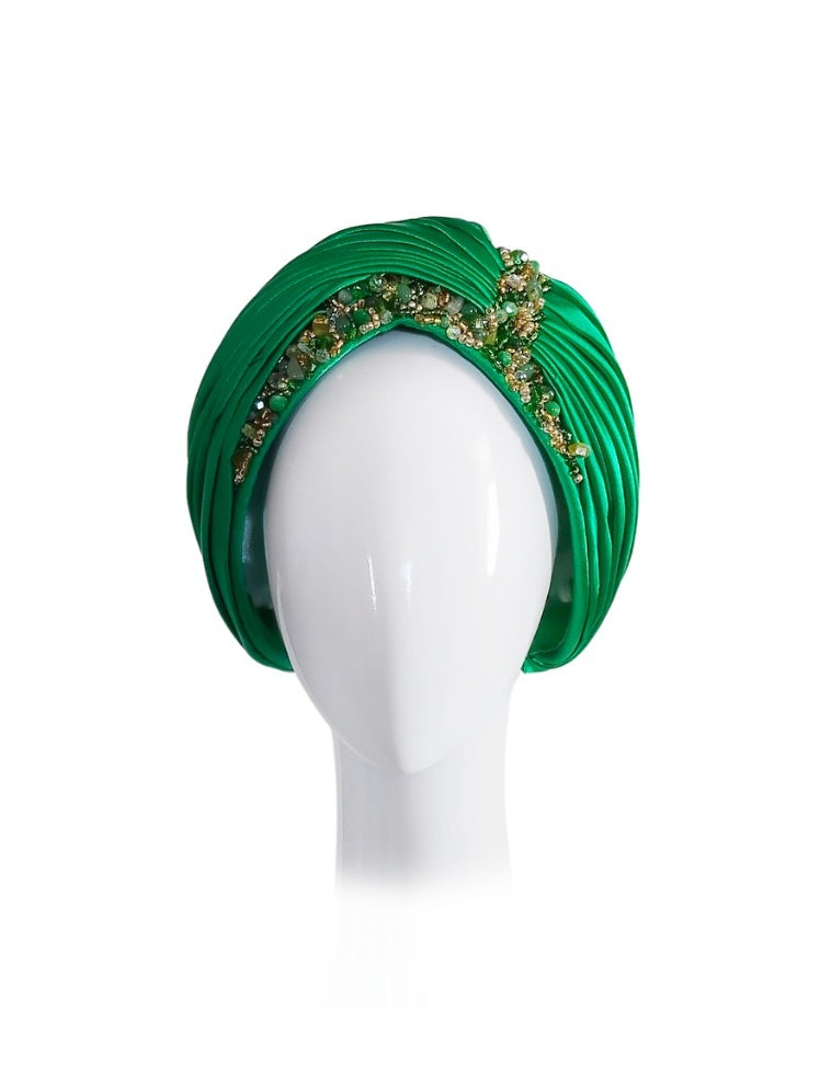 Grace handcrafted turban crafted from silk – perfect for Derby Day and garden party
