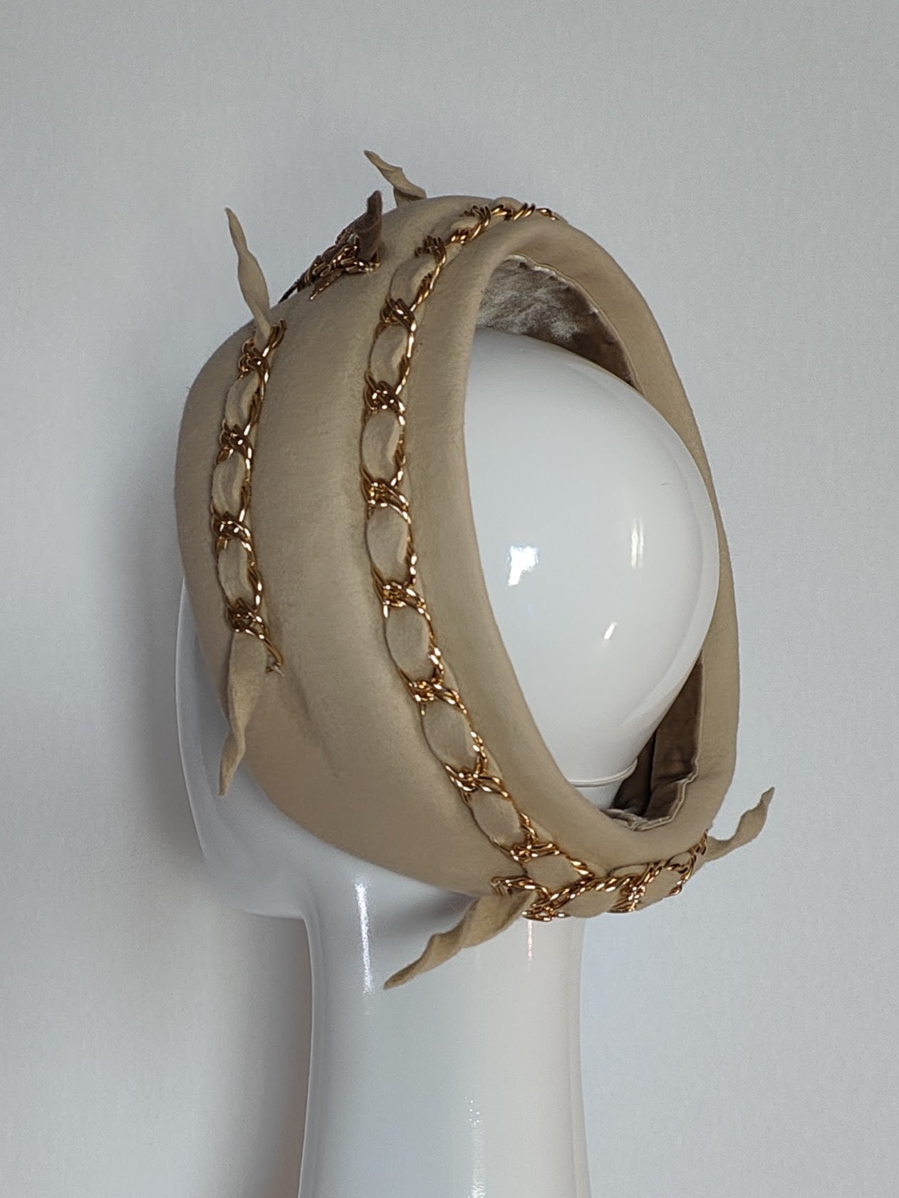 Australian milliner Kathryn Lee – Hayley Gold turban featuring felt
