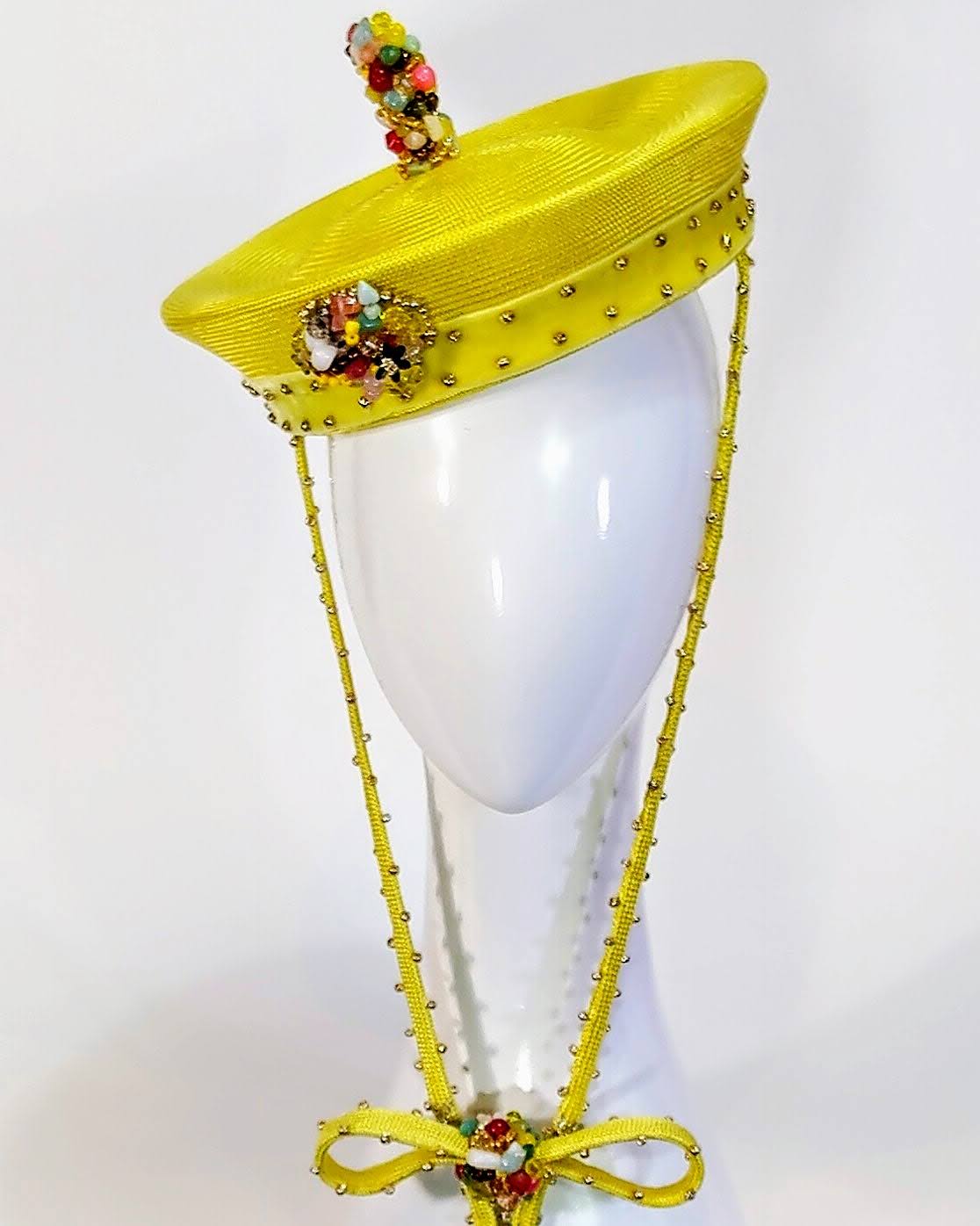 Designer Yellow beret It Girl Aurelia – Kathryn Lee Millinery Australia