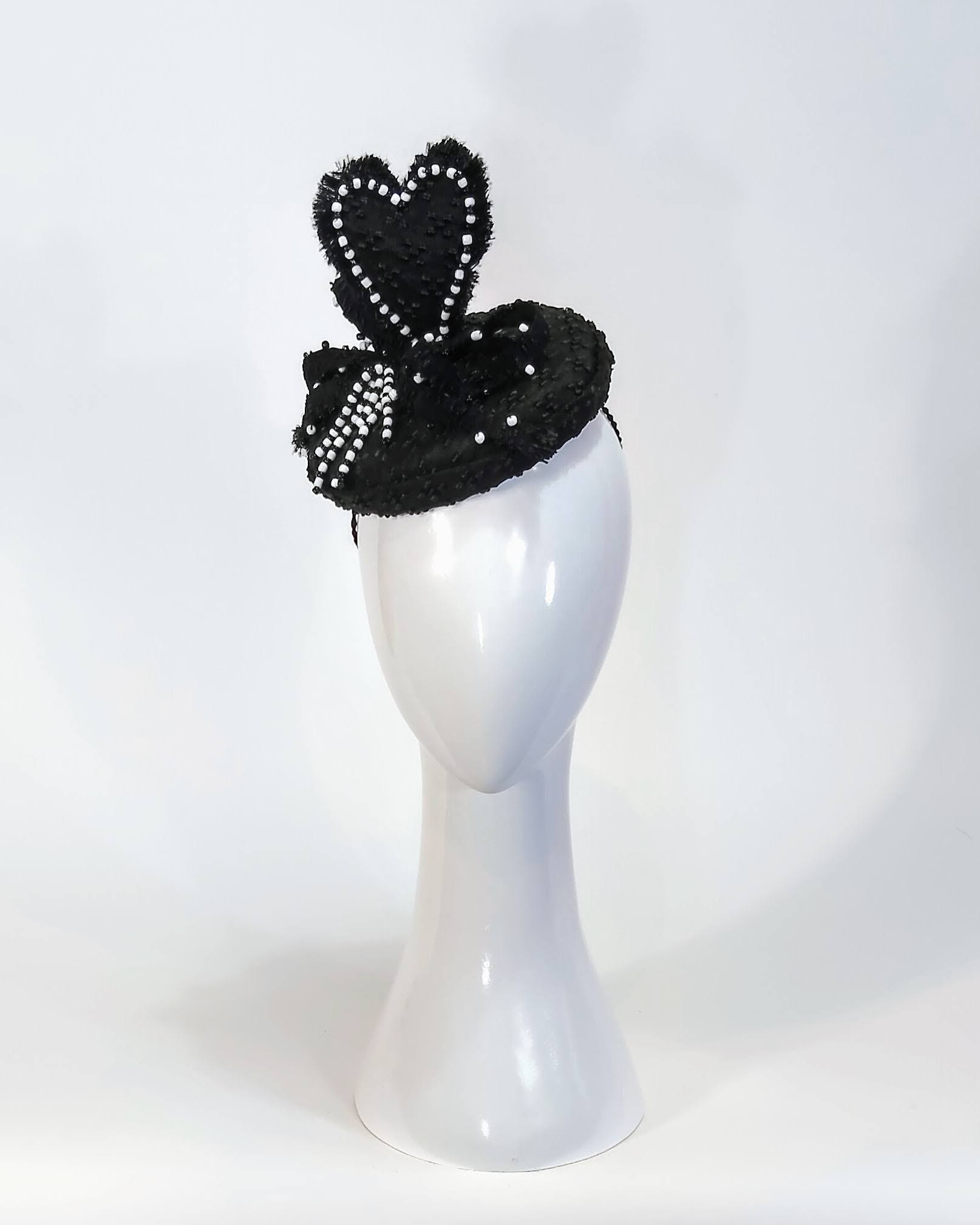 Couture beret It Girl Dark Heart featuring straw – occasion headwear for fashions on the field