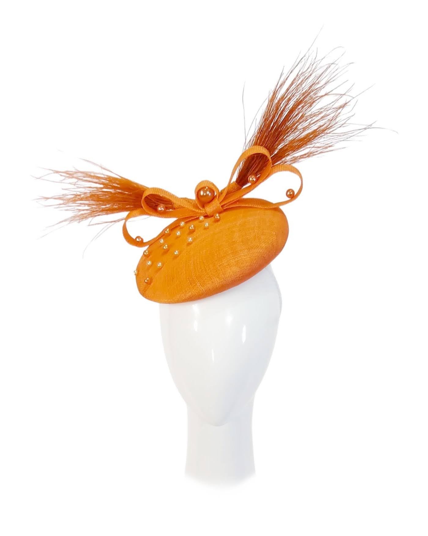 It Girl Kitsu headpiece – artisan millinery featuring sinamay and pearl for Derby Day and beyond