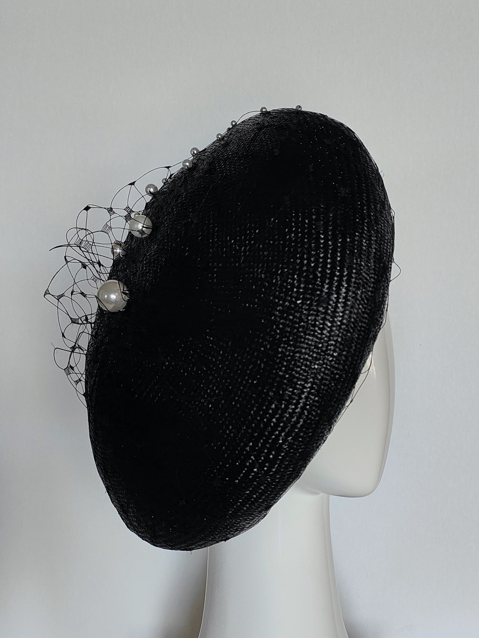Joan handcrafted beret crafted from straw and pearl – perfect for Cairns Amateurs and Kentucky Derby