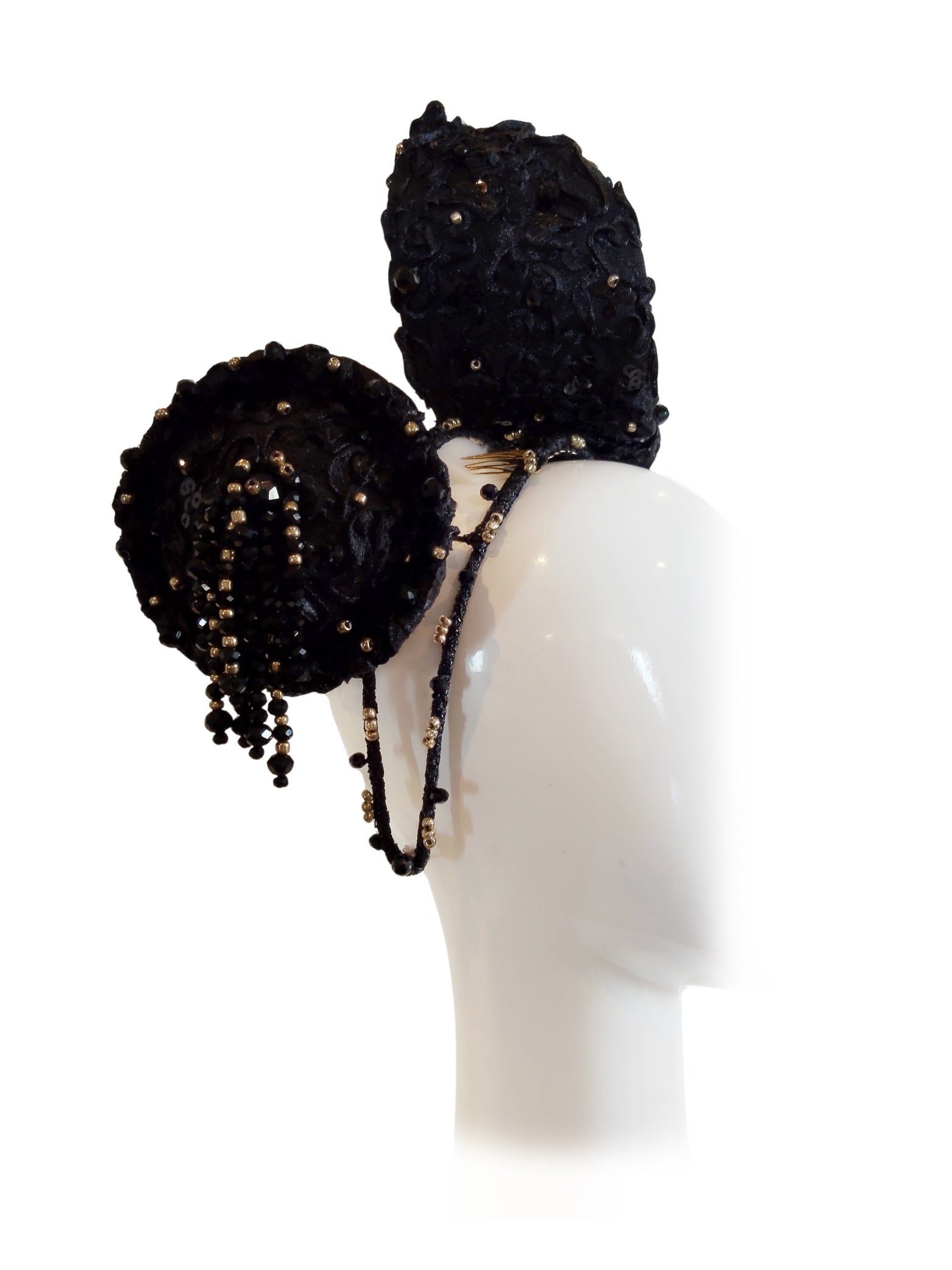 Josephine – Black headband crafted from lace perfect for race day