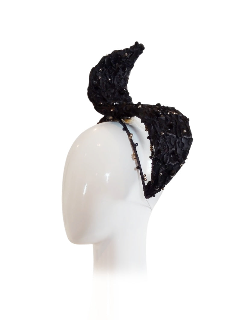 Handcrafted Black headband Josephine – Kathryn Lee bespoke collection