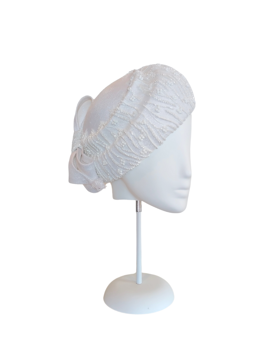 Australian milliner Kathryn Lee – Juliet White beret featuring straw and lace