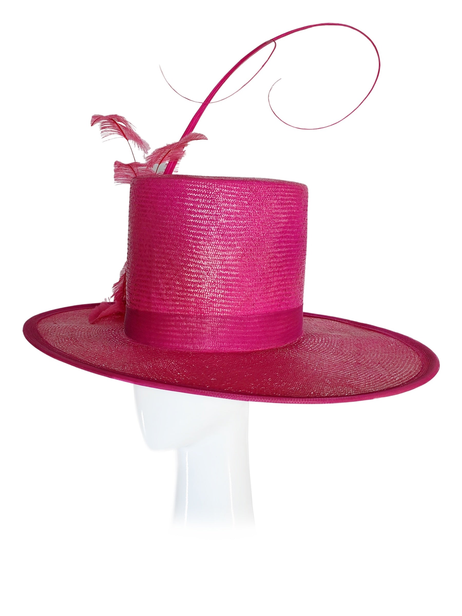 Handcrafted Pink boater hat Kathryn – Kathryn Lee bespoke collection