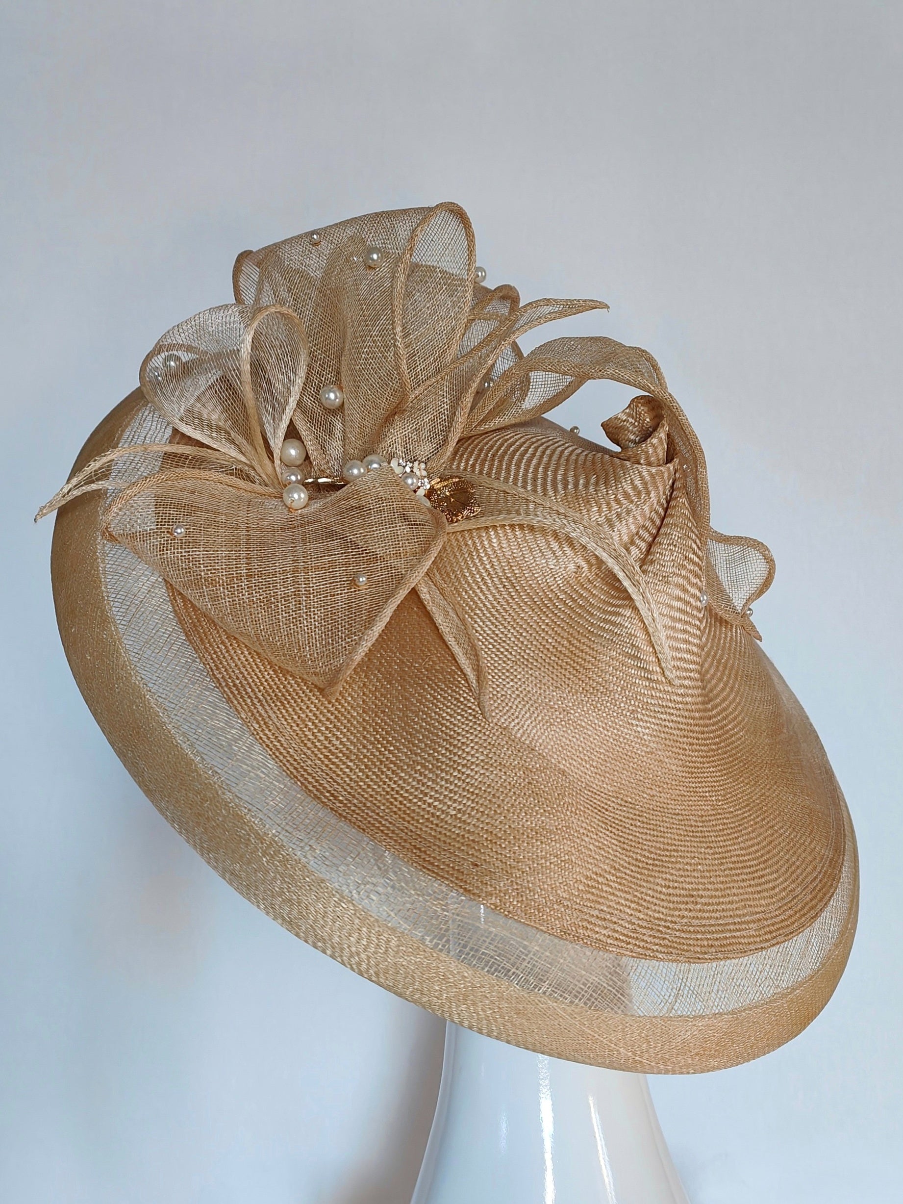 Handcrafted Tan headpiece Lady Edith – Kathryn Lee bespoke collection
