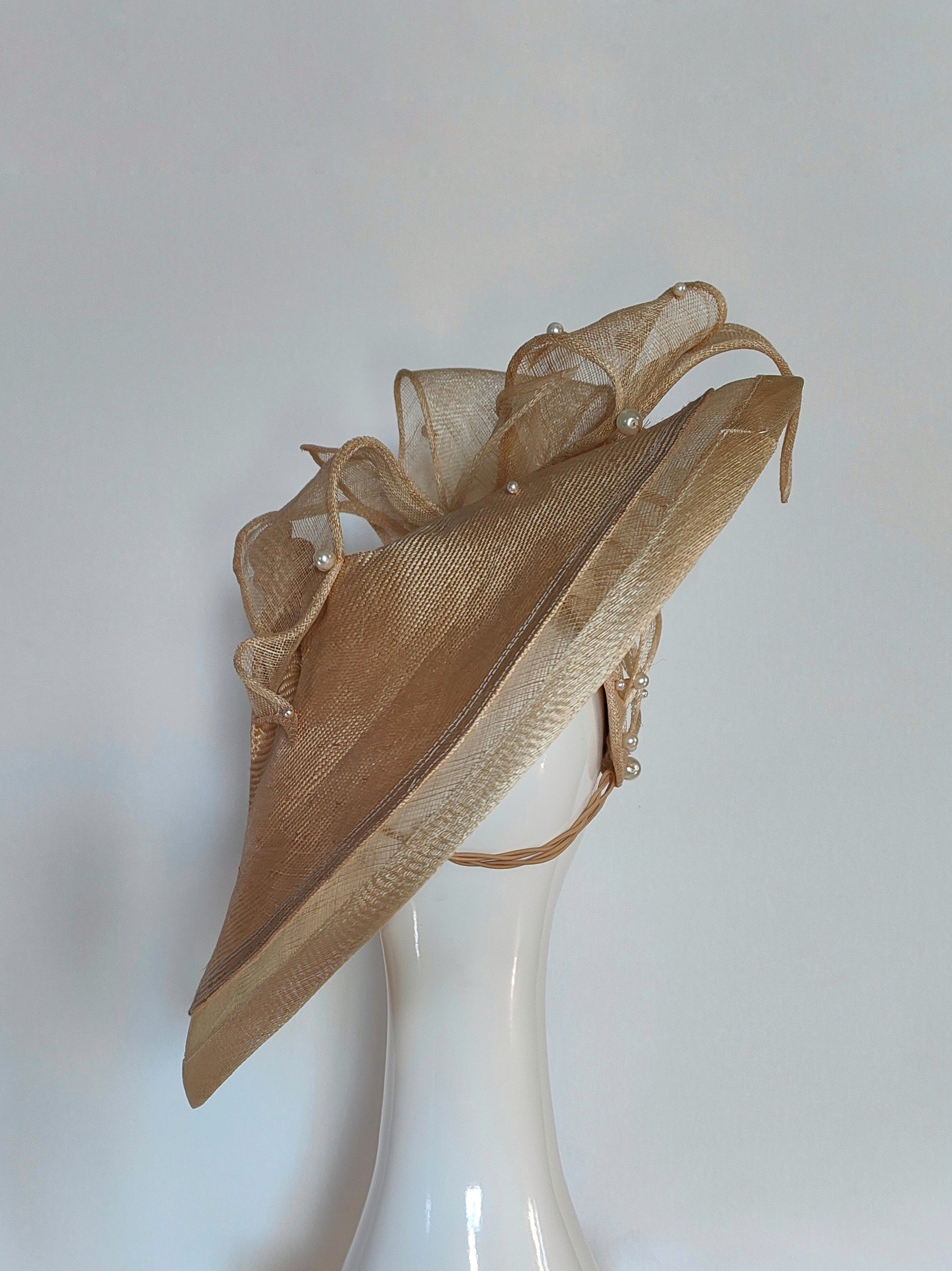 Kathryn Lee Millinery Lady Edith headpiece featuring sinamay and straw – Australian couture headwear
