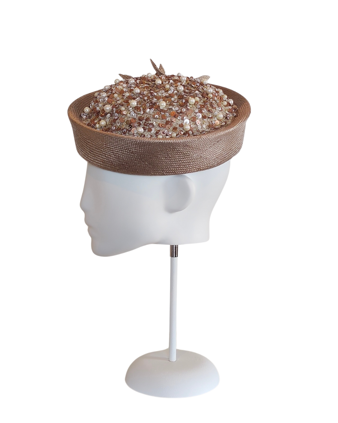 Bespoke Le Biege beret crafted from sinamay and straw – designed for race day by Kathryn Lee