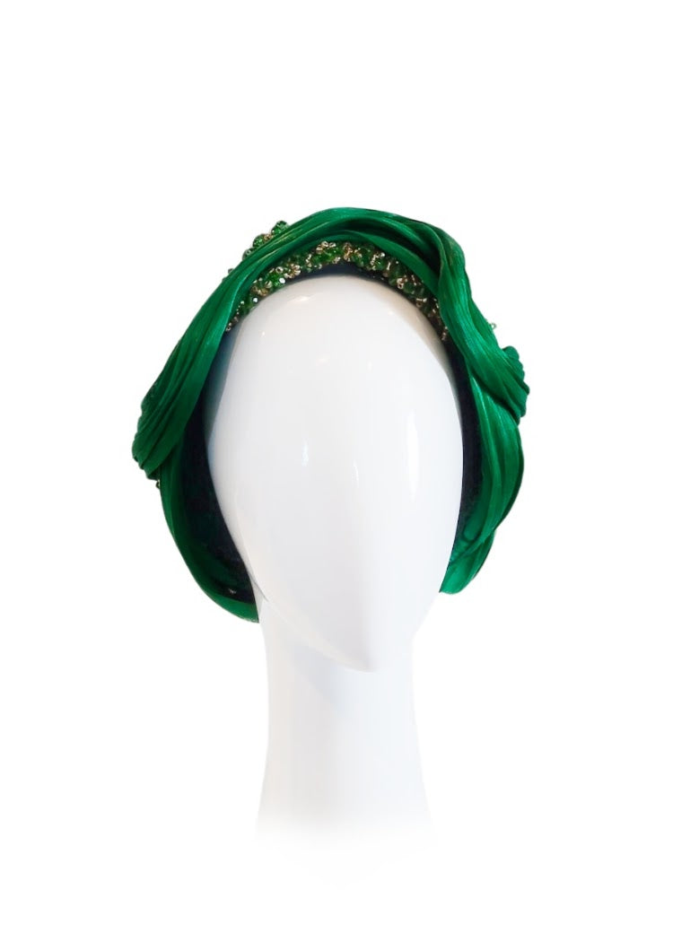 Handcrafted Green turban Liz – Kathryn Lee bespoke collection