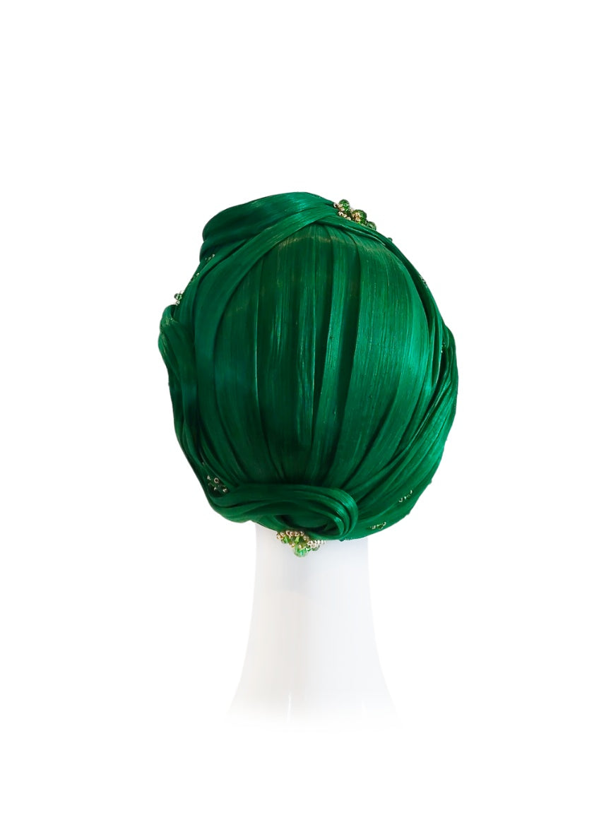 Liz turban – artisan millinery featuring silk and crystal for Flemington and beyond