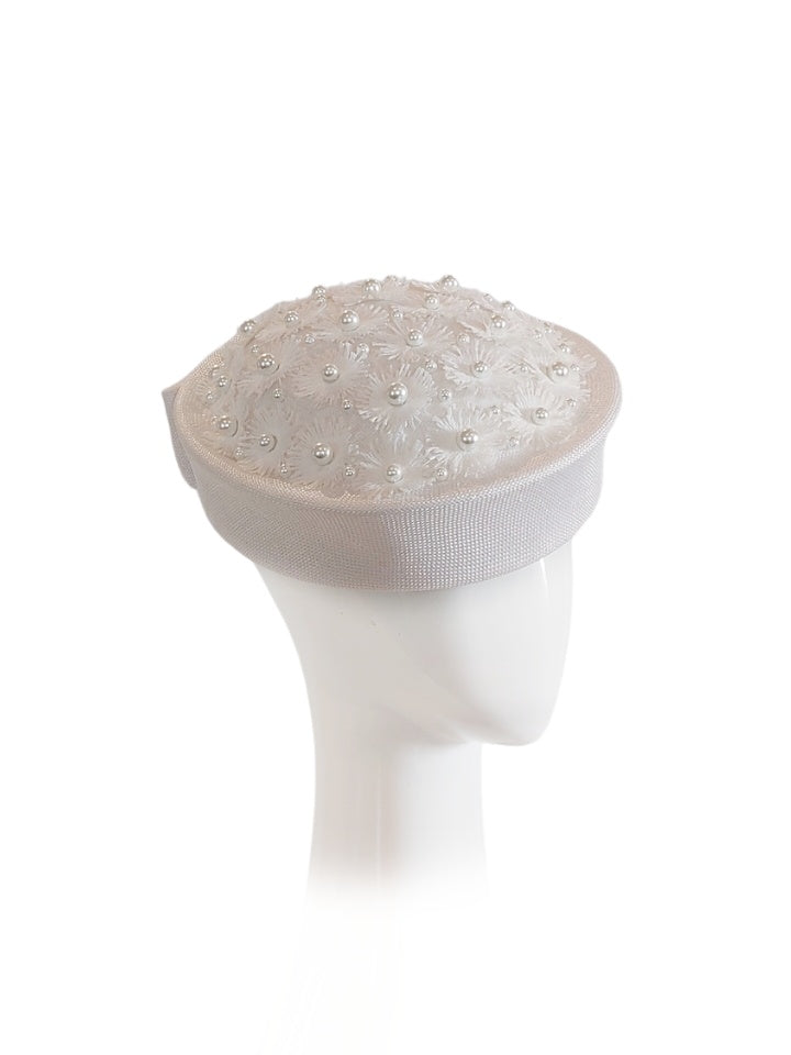 Kathryn Lee Millinery Marguerite beret featuring pearl and crystal – Australian couture headwear