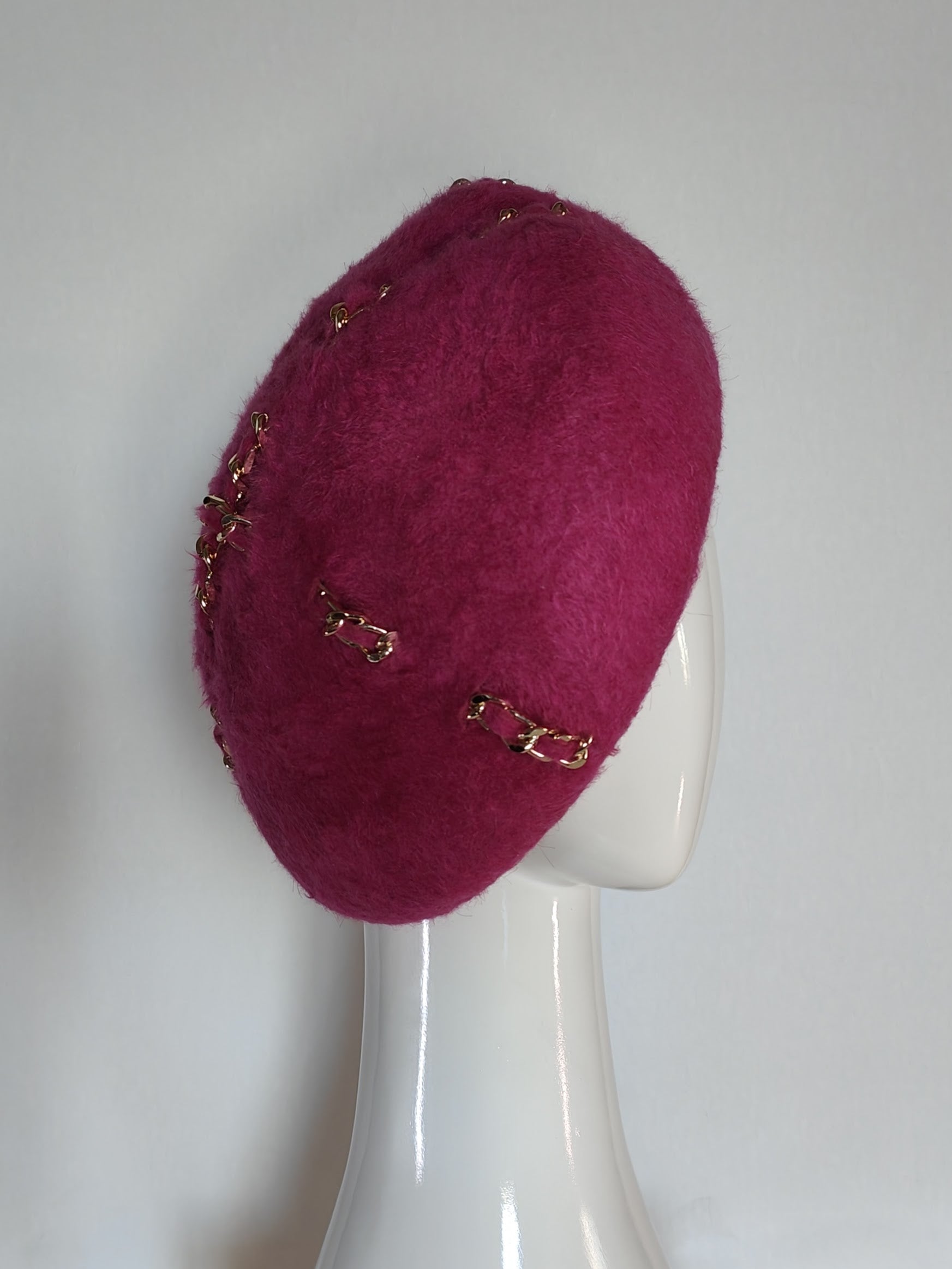 Australian milliner Kathryn Lee – Poppy Pink beret featuring felt