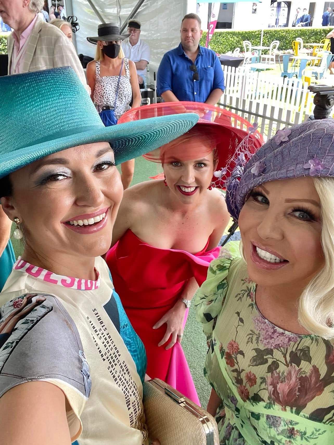 Client at race day event styled in bespoke Kathryn Lee Millinery headpiece - portrait