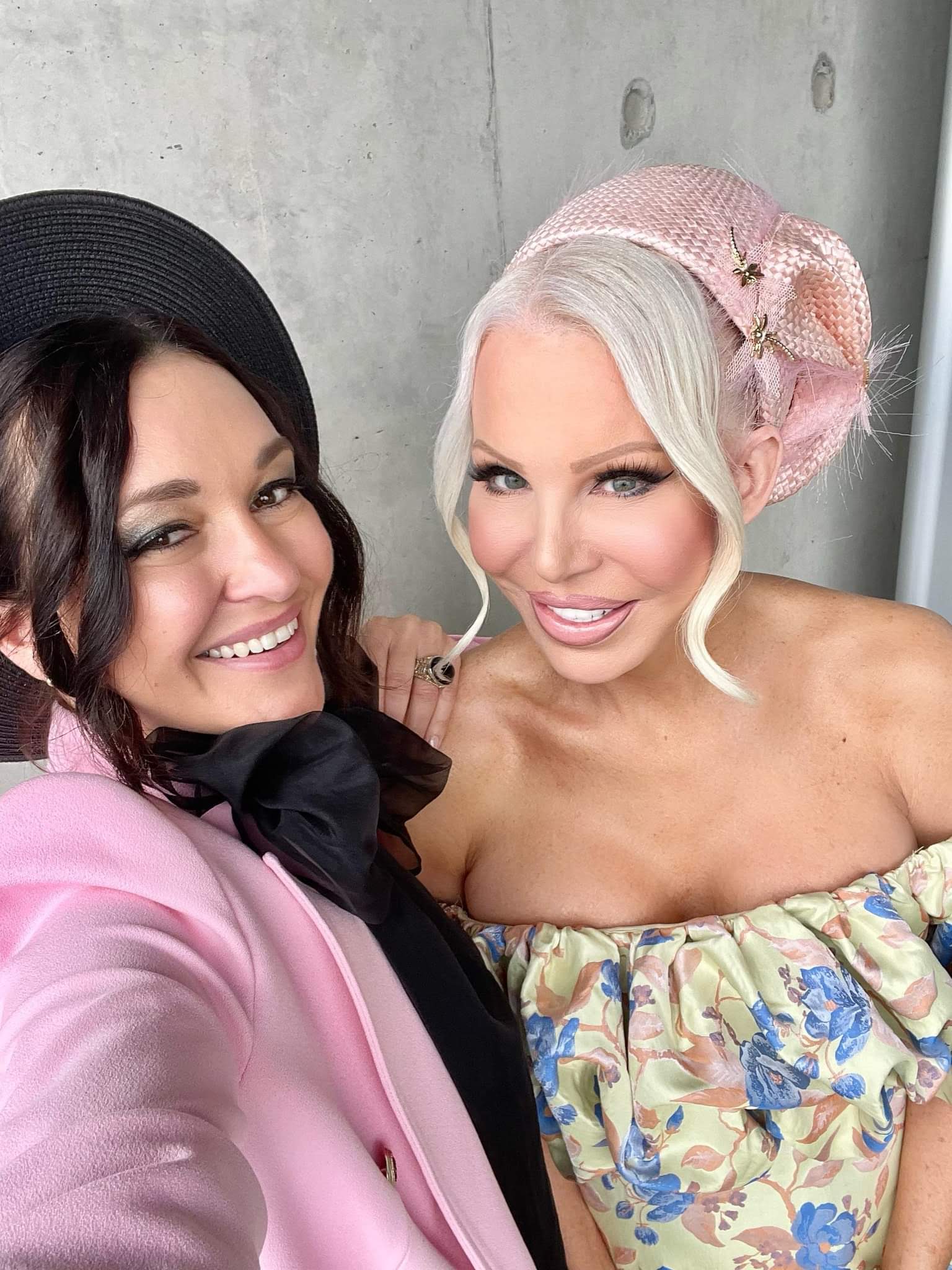 Client wearing Kathryn Lee Millinery fascinator at spring racing - social media feature