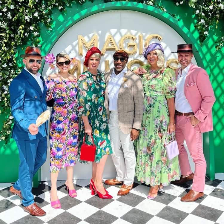 Kathryn Lee Millinery client at the races - social media customer photo with bespoke hat