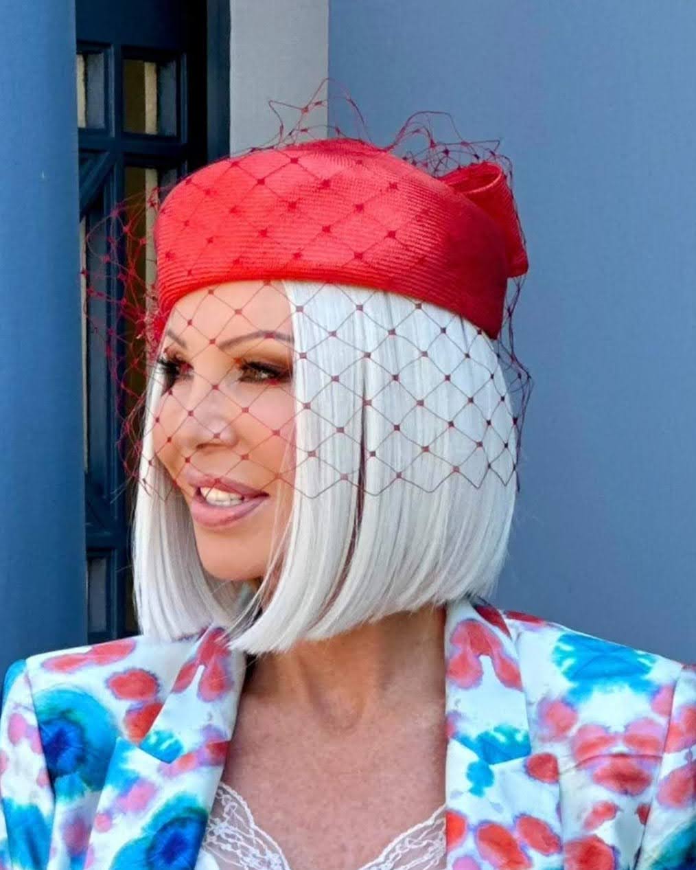 Client at the races wearing bespoke Kathryn Lee Millinery headpiece - gallery photo