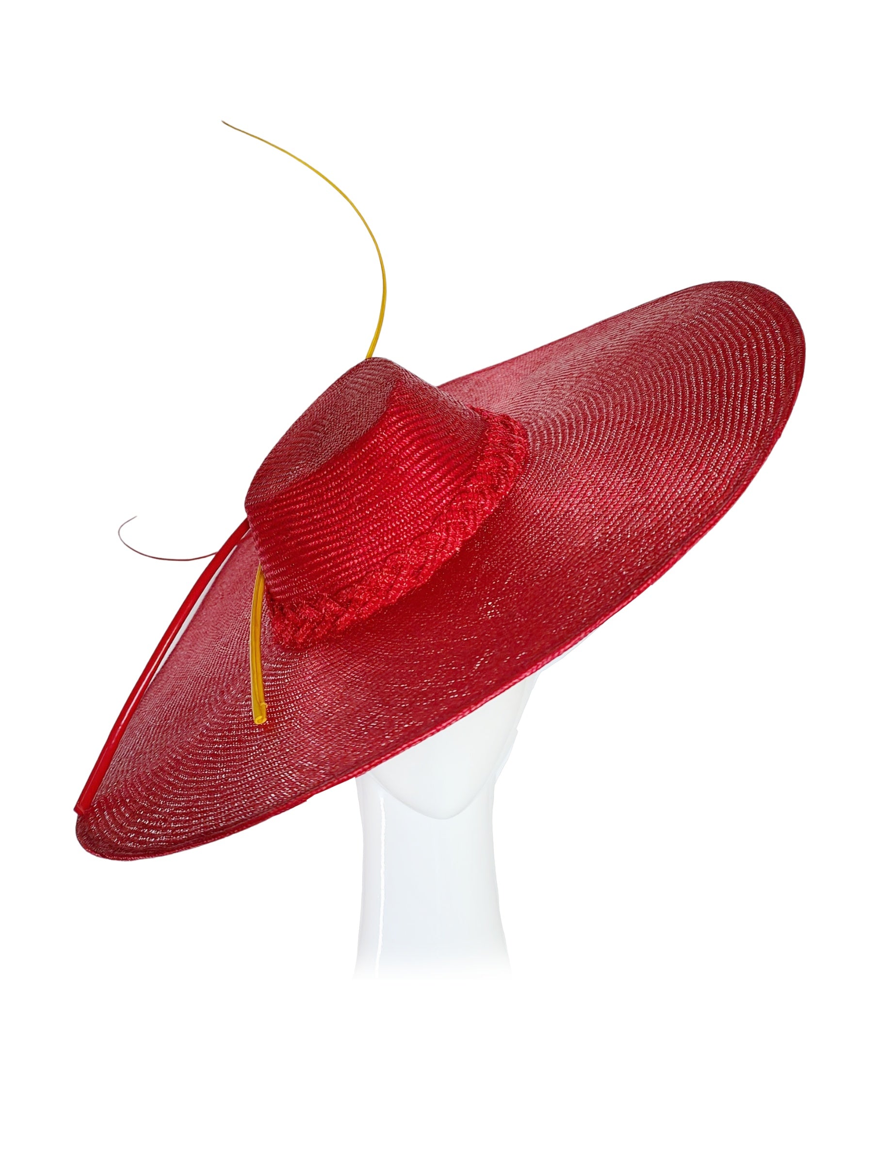 Yellow fedora Roberta featuring straw – handmade in Sydney by Kathryn Lee