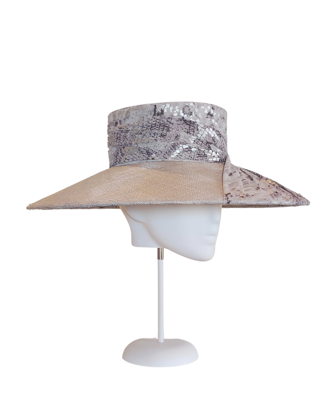 Royal Ascot boater hat from the Kathryn Lee Millinery collection featuring sinamay and straw