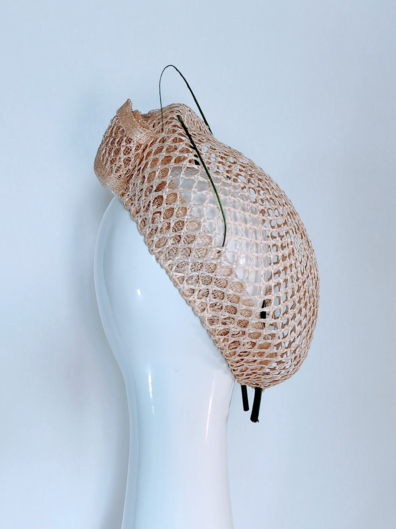 Tawny – Green beret crafted from straw perfect for Royal Ascot