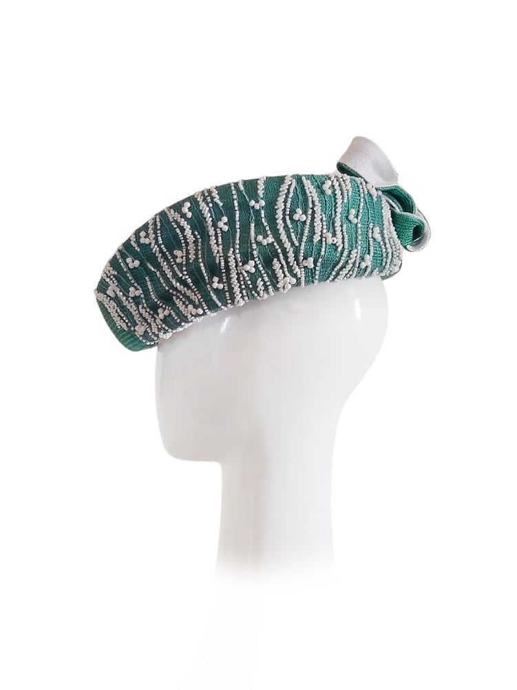 Bespoke Green beret Verte – couture millinery for Cairns Amateurs