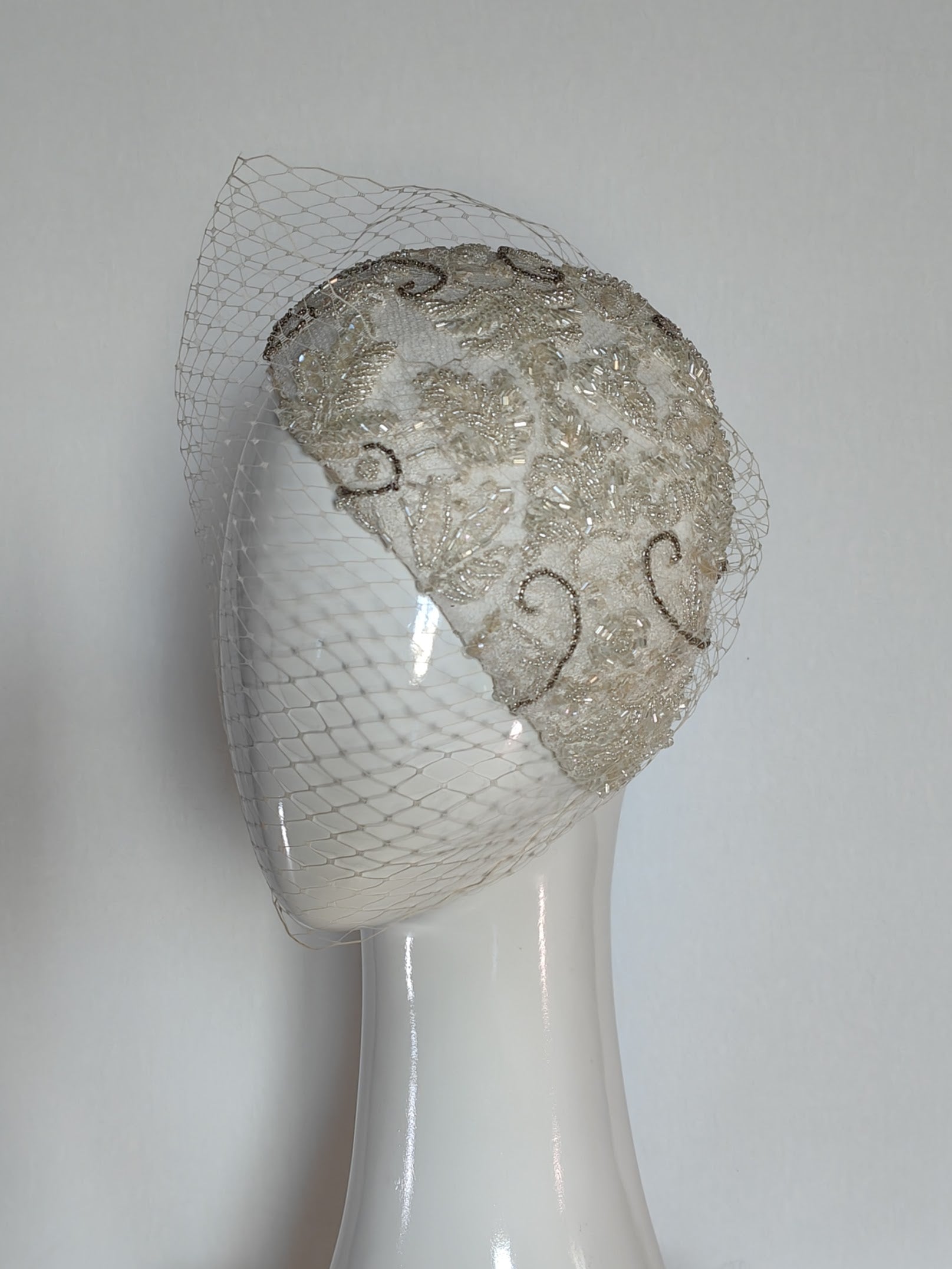 Handcrafted White headpiece Victoria – Kathryn Lee bespoke collection