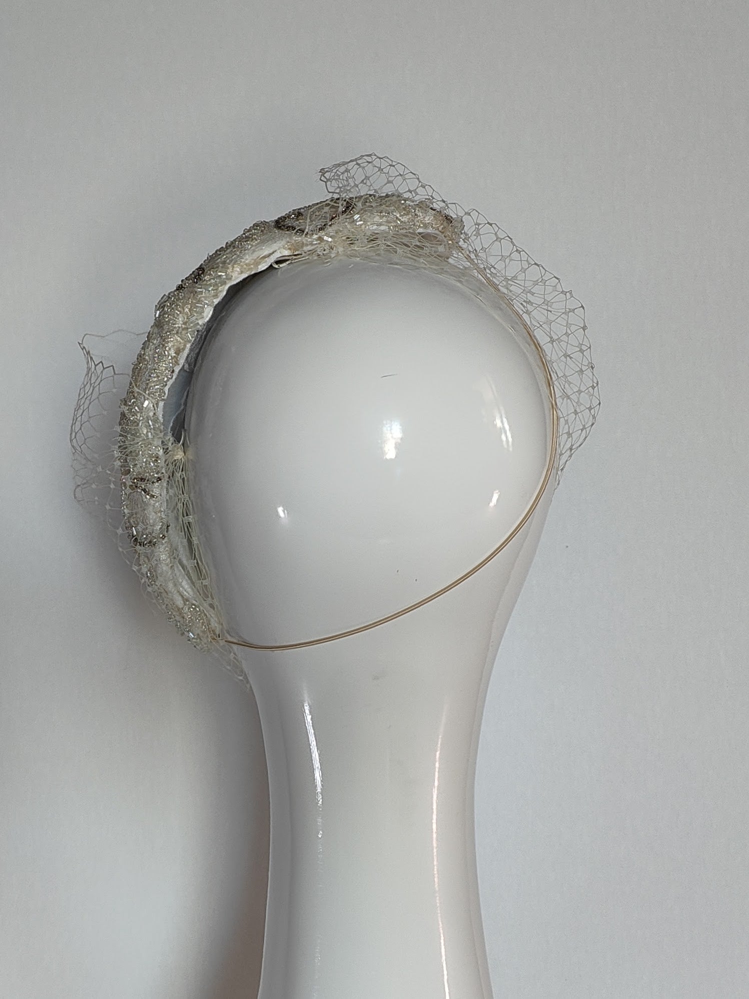 Bespoke Victoria headpiece crafted from lace – designed for fashions on the field by Kathryn Lee
