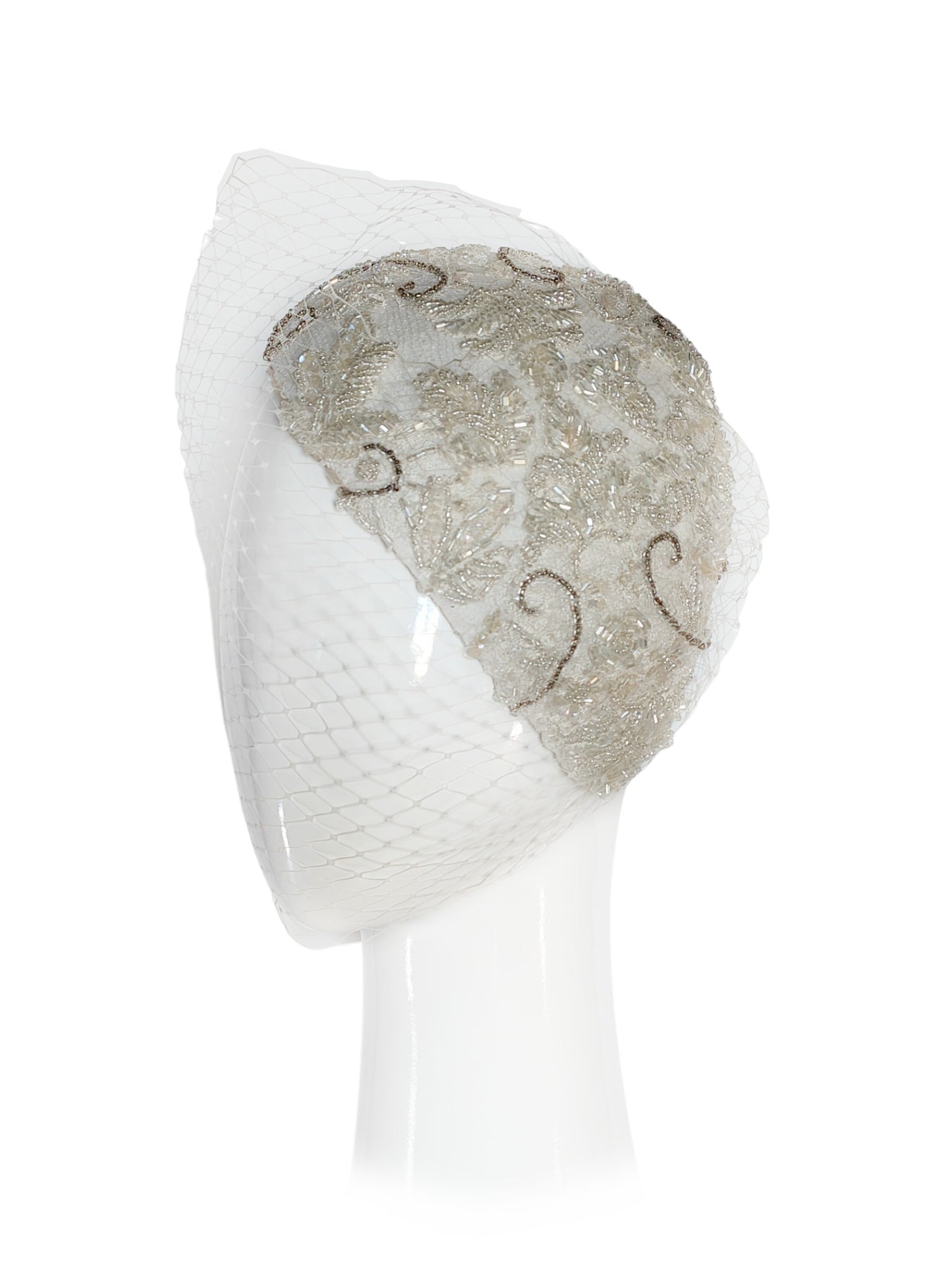 Victoria headpiece – artisan millinery featuring lace for Derby Day and beyond