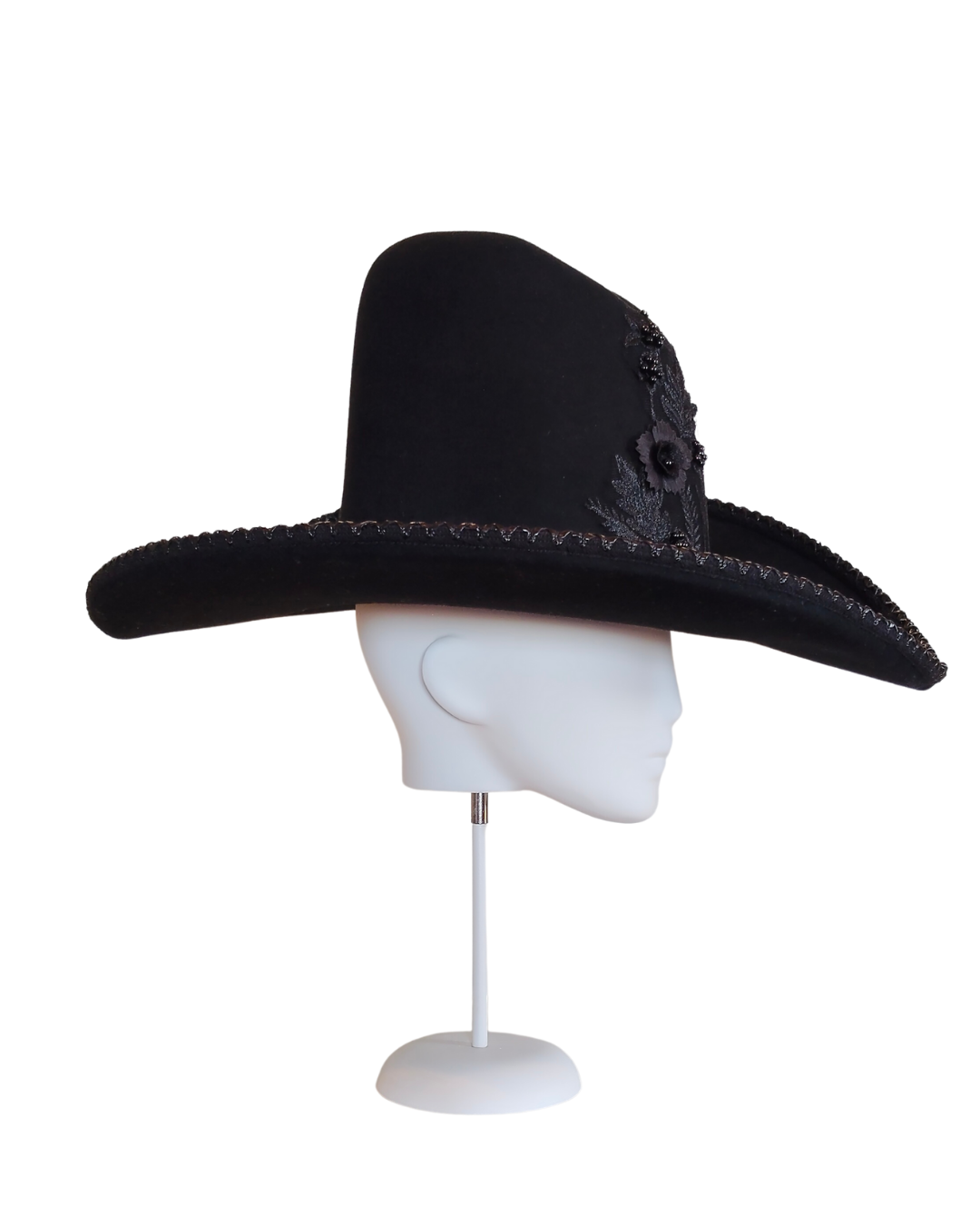 Handcrafted Black hat Yee Haw – Kathryn Lee bespoke collection