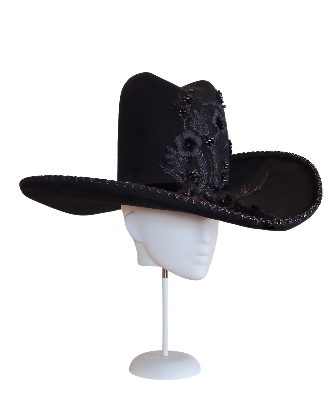 Yee Haw – Black hat crafted from felt and lace perfect for Cairns Amateurs