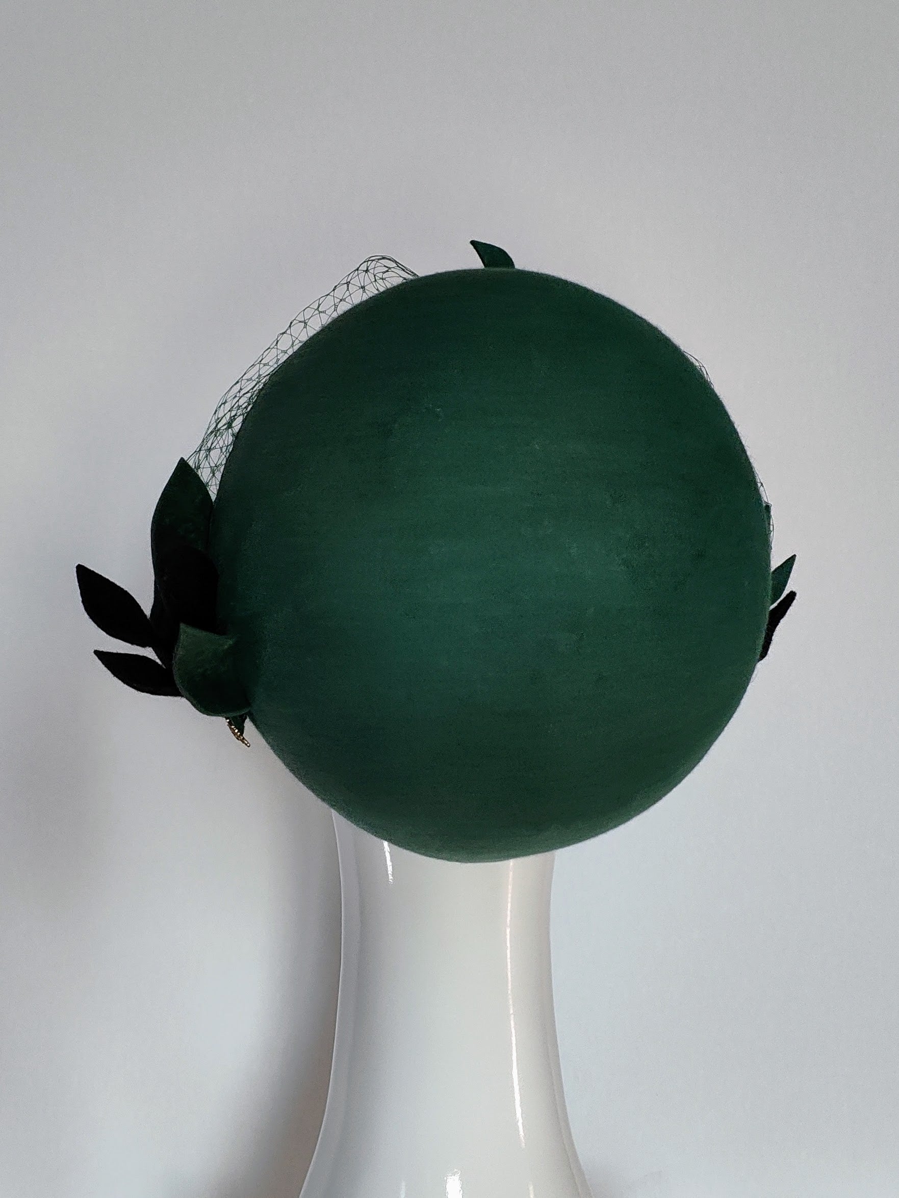 Yvonne Green pillbox hat crafted from felt by Kathryn Lee Millinery, Australian bespoke milliner