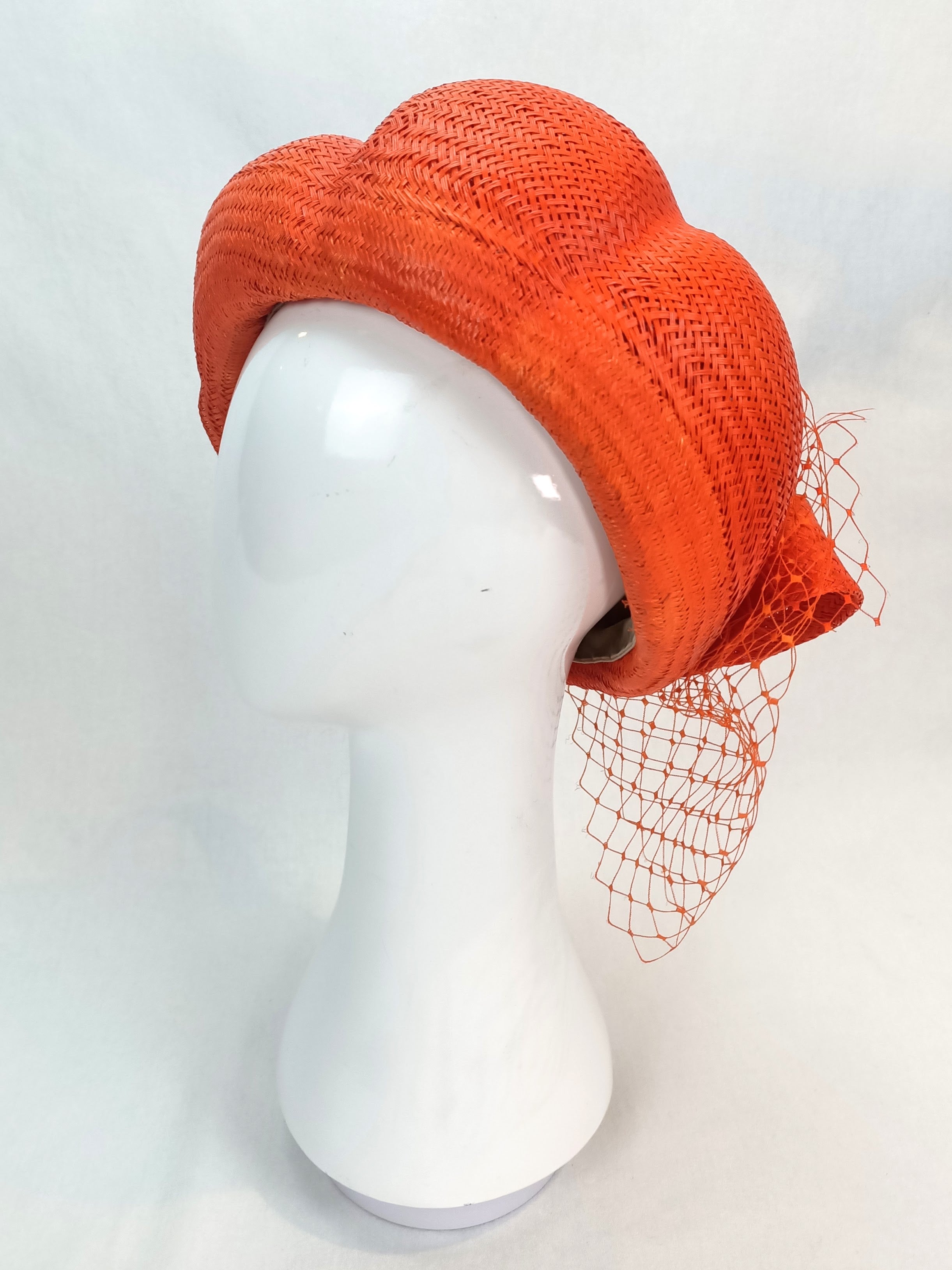 Designer Tangerine beret Amalie crafted from straw – Kathryn Lee Millinery Australia