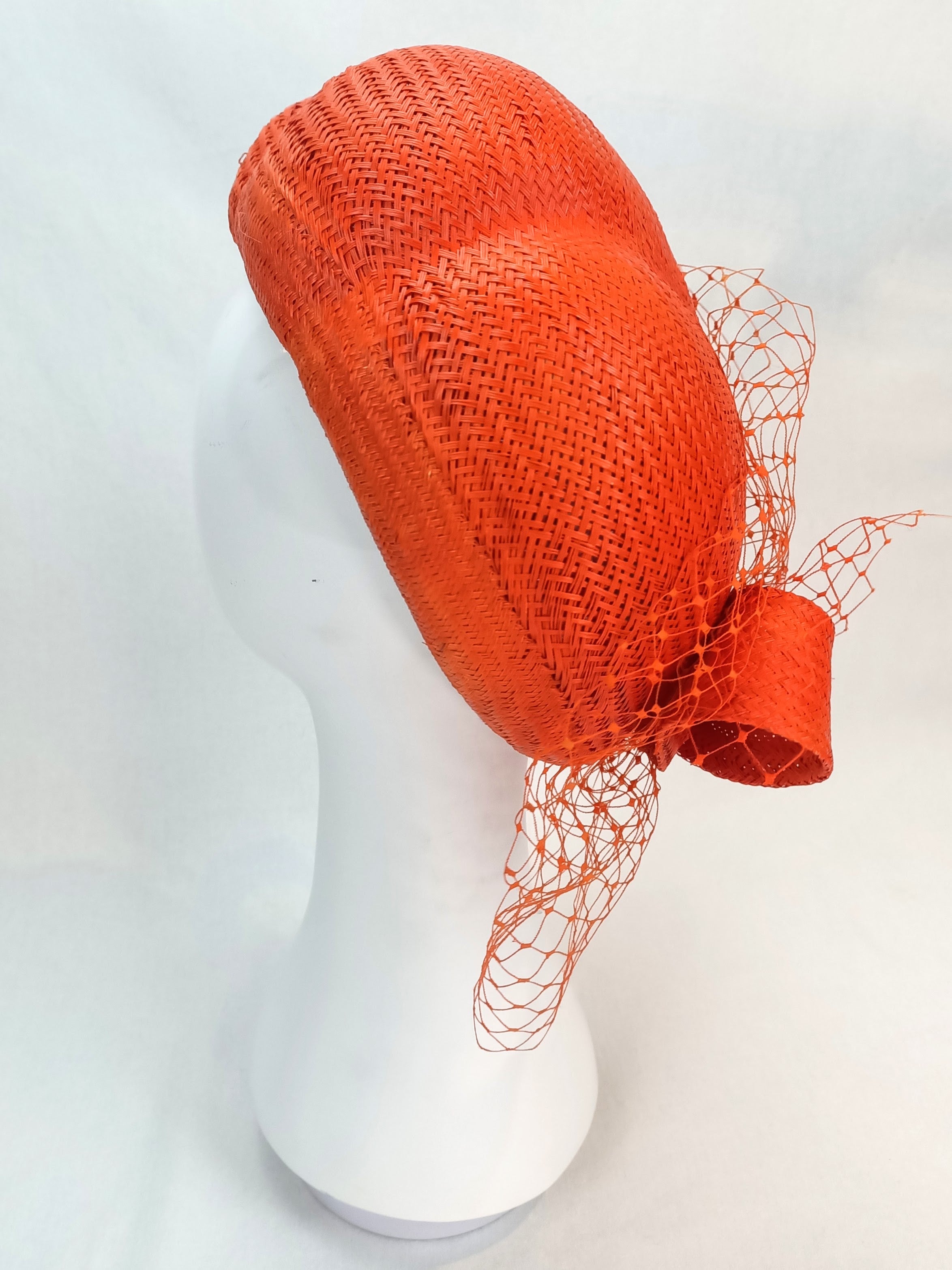 Amalie by Kathryn Lee Millinery – bespoke Tangerine beret for race day
