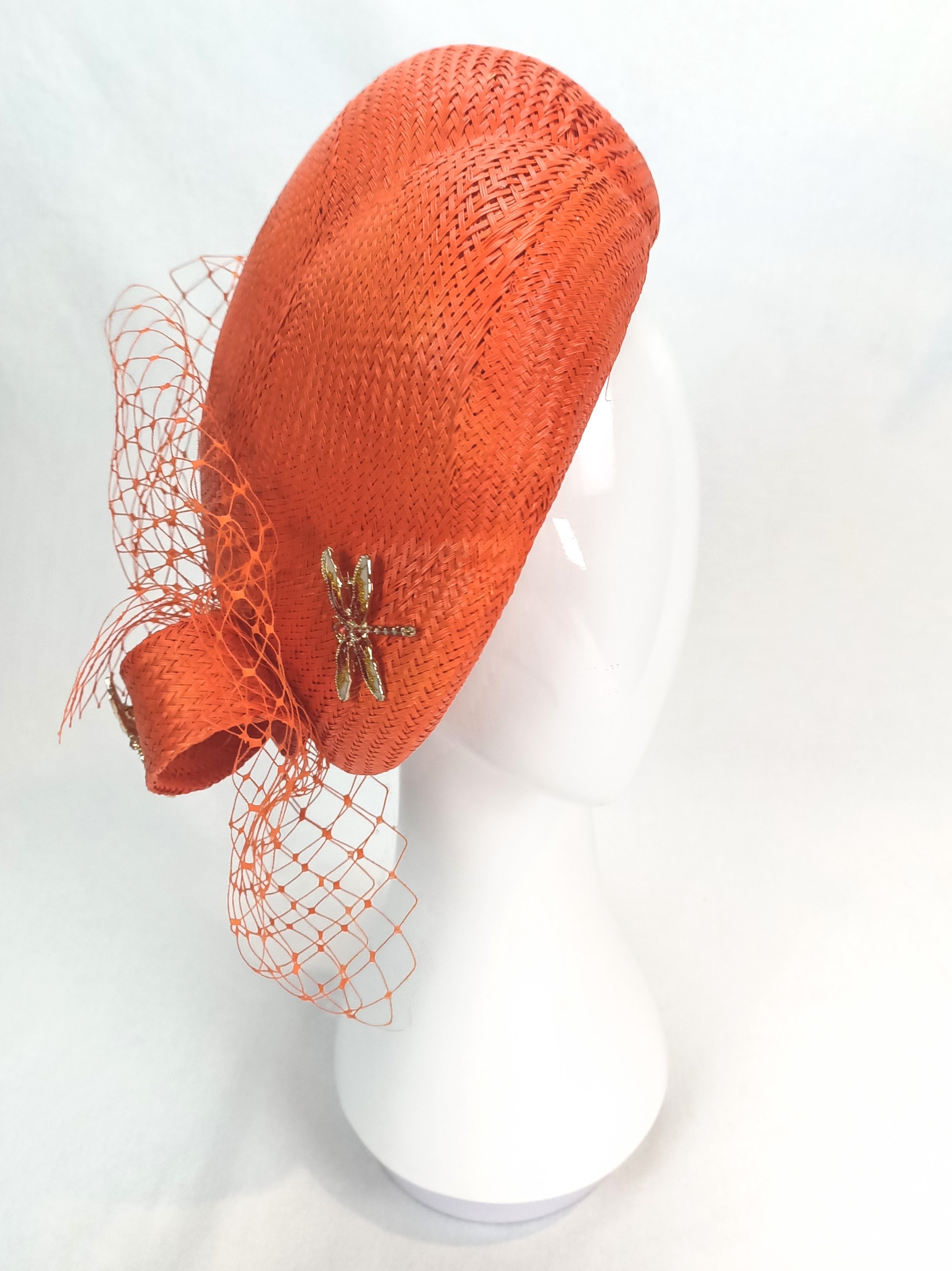 Australian milliner Kathryn Lee – Amalie Tangerine beret featuring straw