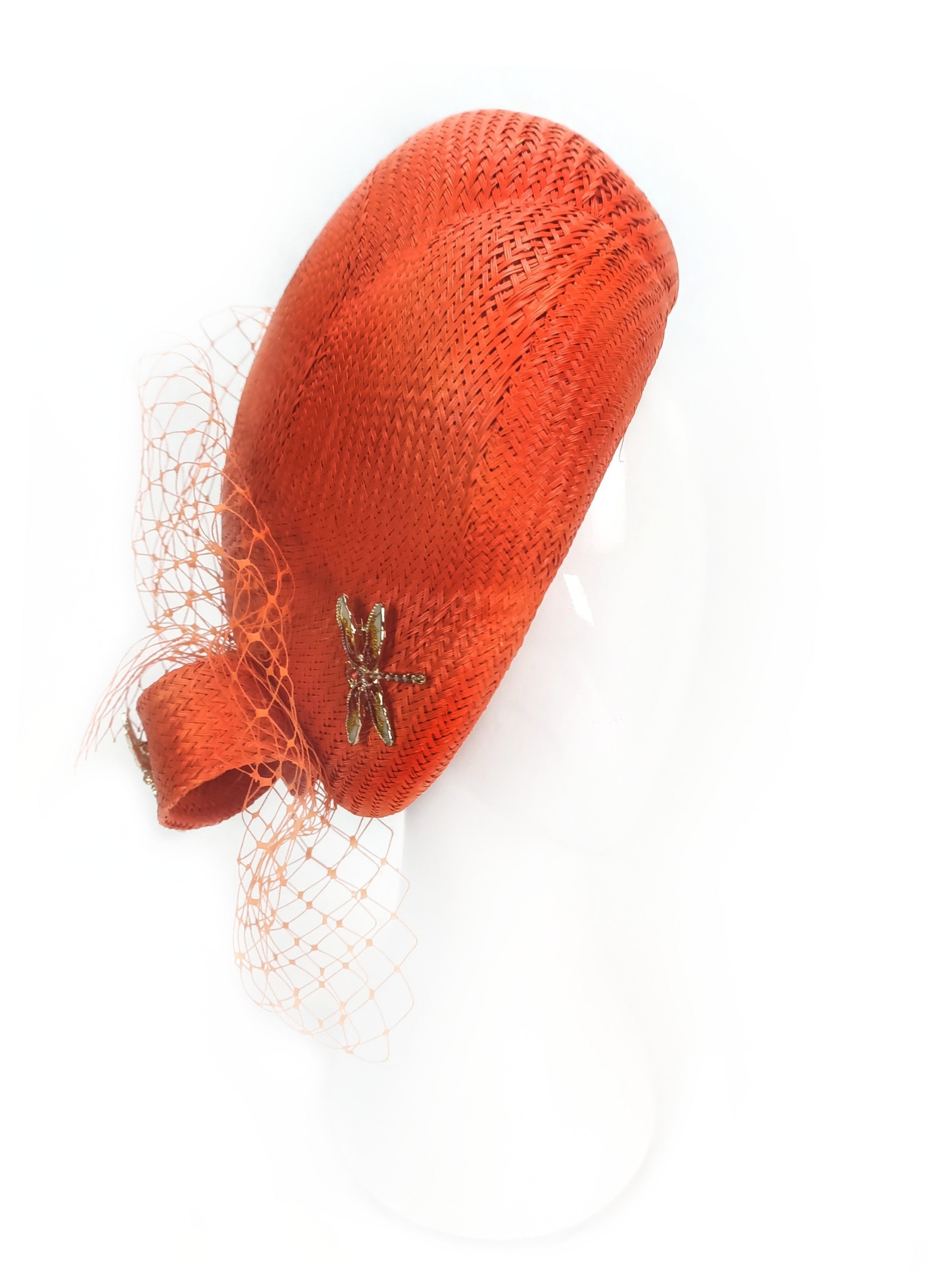 Amalie – Tangerine beret crafted from straw perfect for fashions on the field