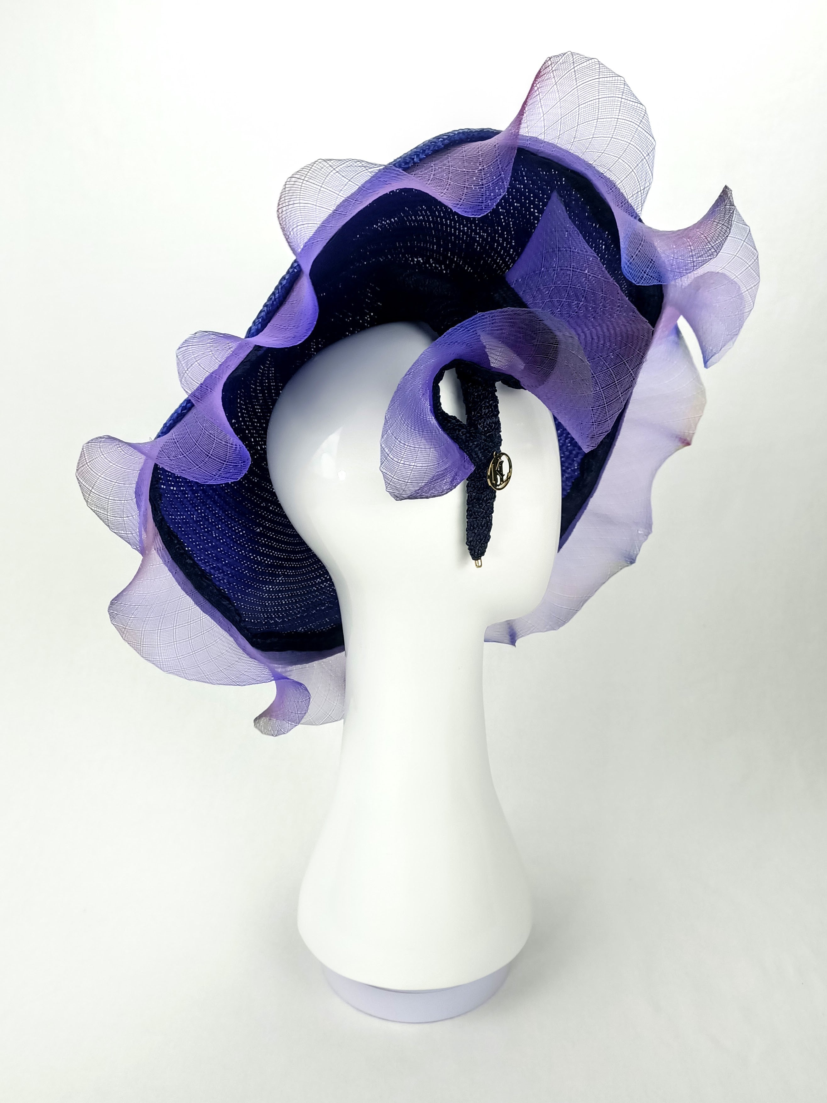 Couture hat Amethyst featuring straw – occasion headwear for wedding