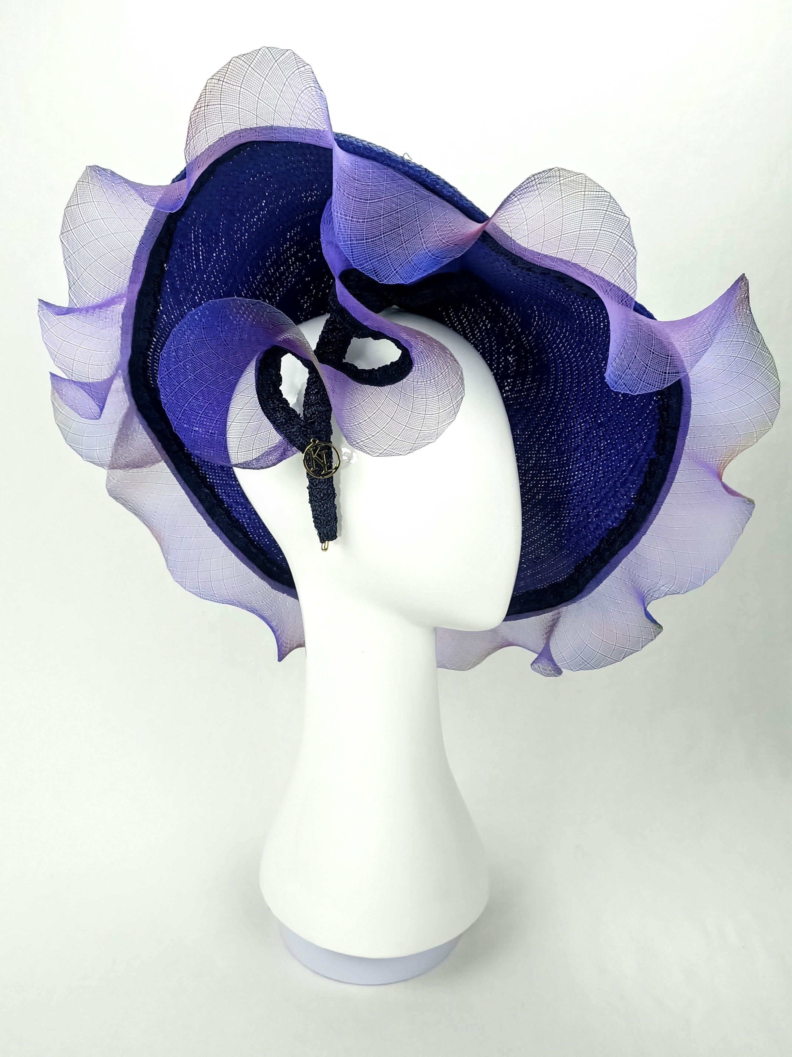 Designer Purple hat Amethyst crafted from straw – Kathryn Lee Millinery Australia