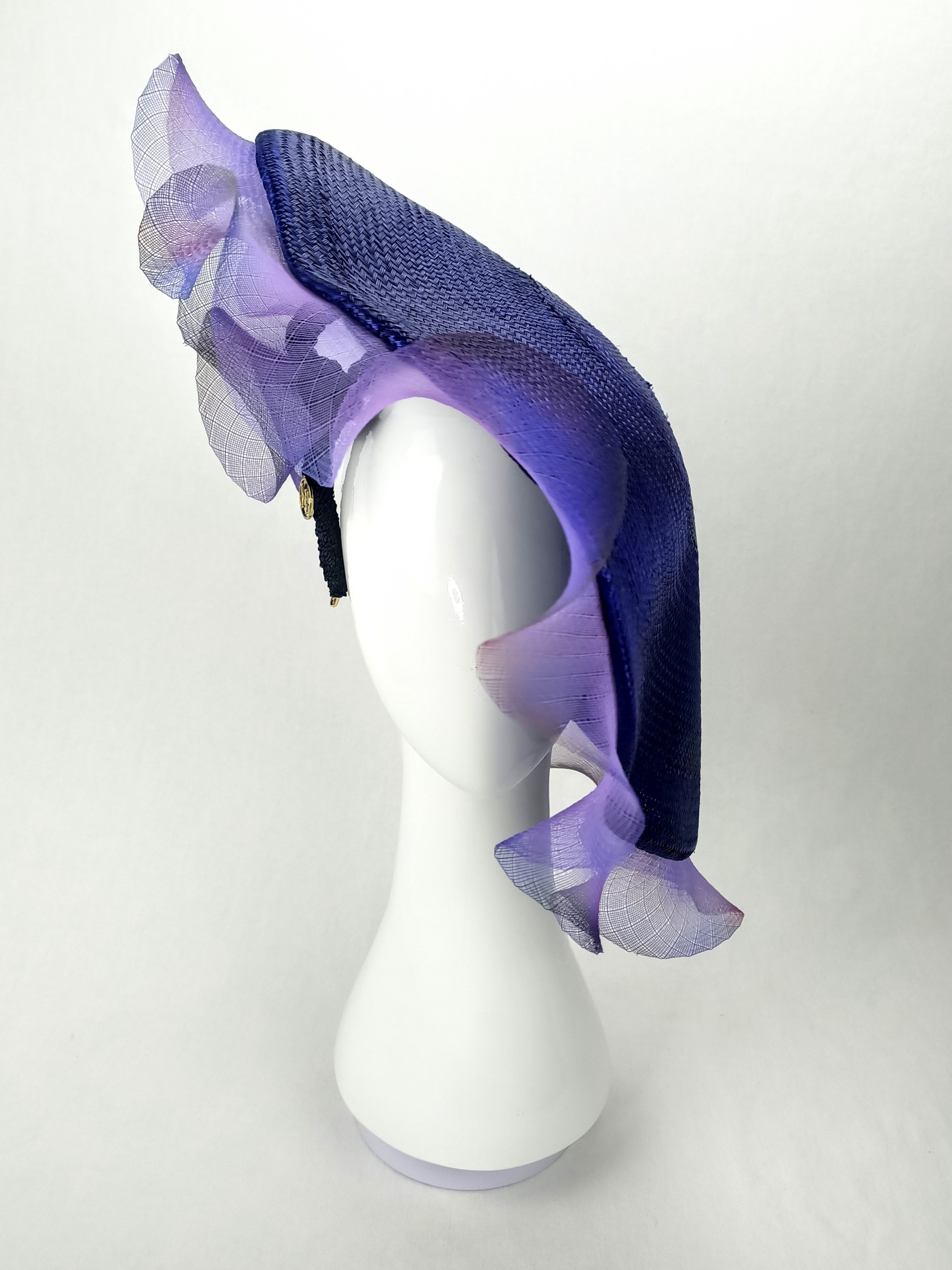 Amethyst handcrafted hat crafted from straw – perfect for spring racing carnival and Kentucky Derby